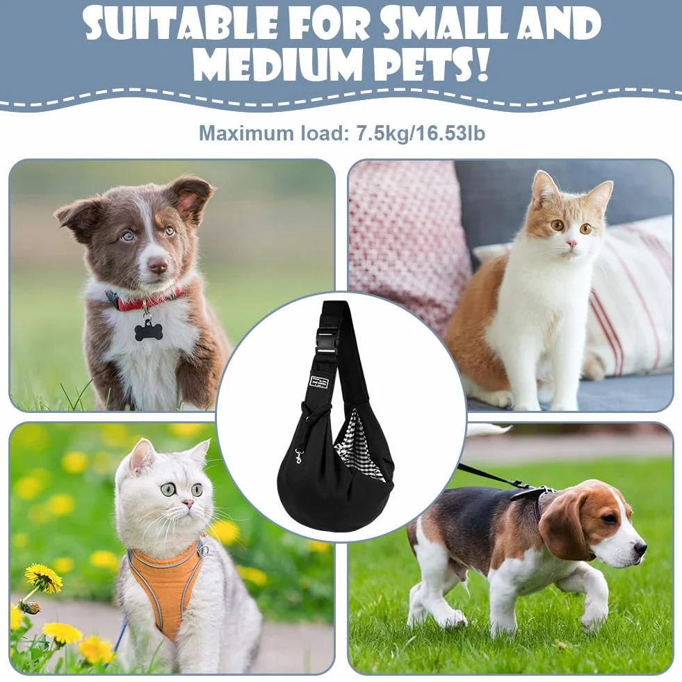 Borsa da Viaggio per Cani Regolabile Reversibile a Tracolla per Cane Gatto fino a 7.5 kg