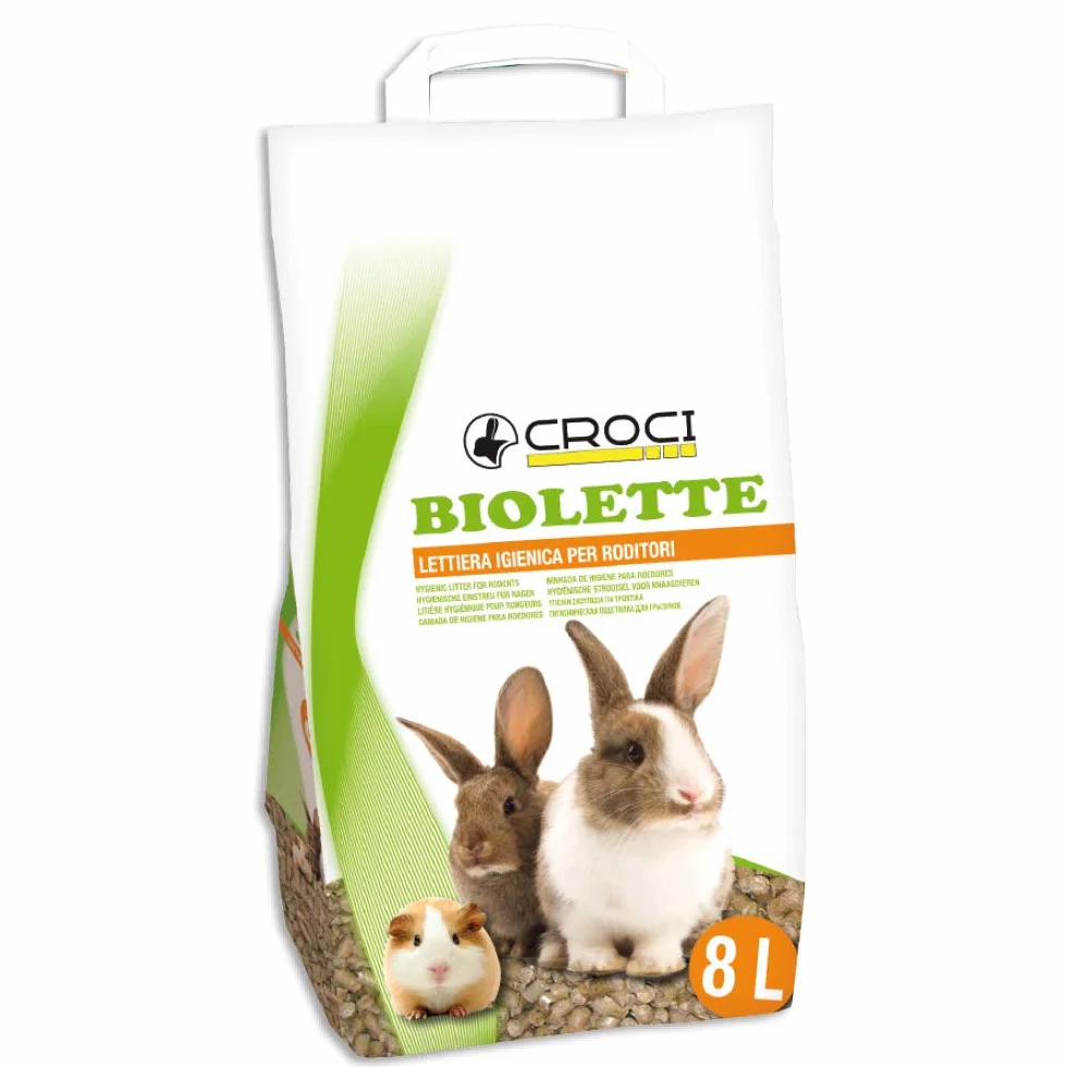 Croci Biolette - Lettiera ecologica 8 litri, lettiera pellet, naturale e biologica, per conigli roditori uccelli e piccoli mammiferi, antiodore