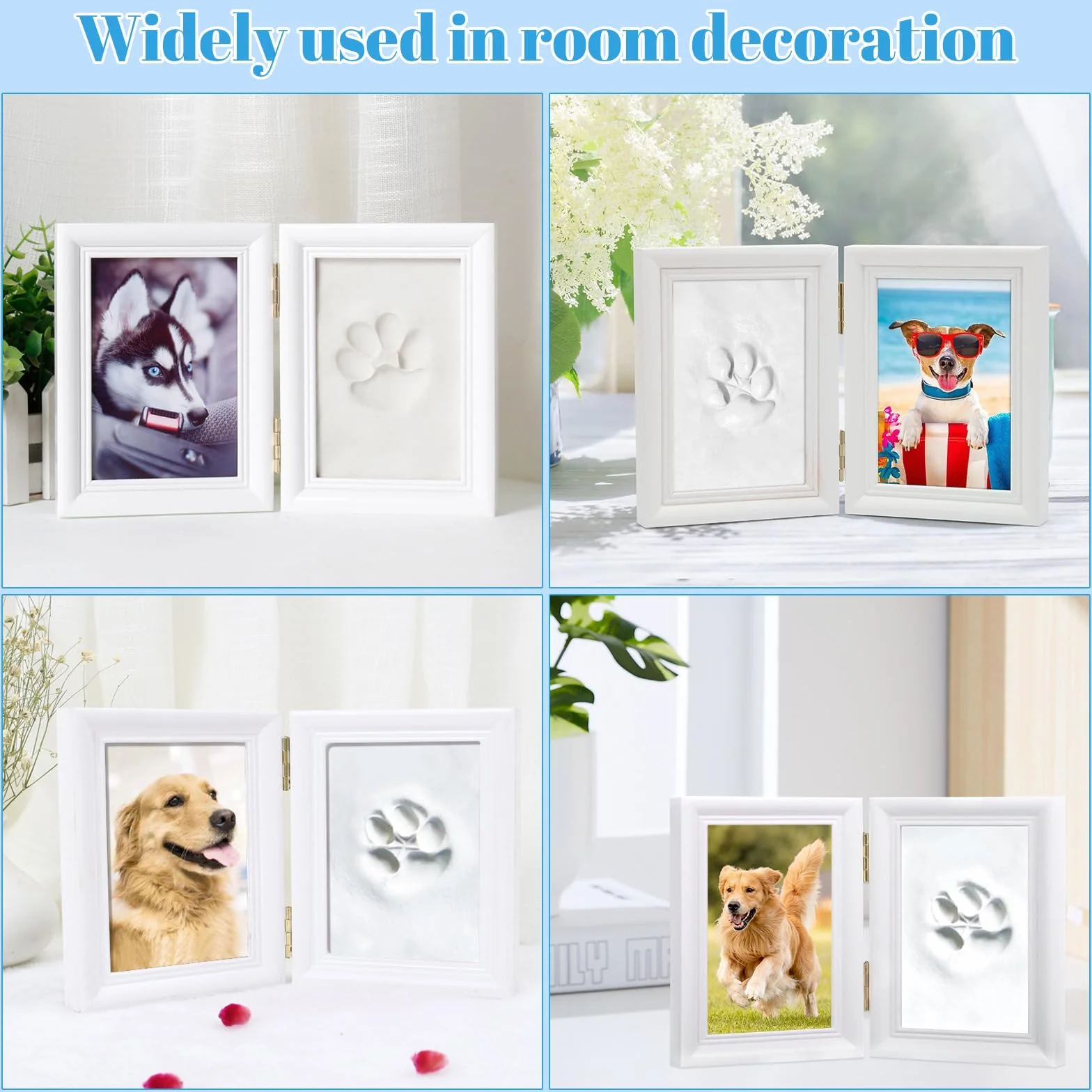 Set impronta Zampa Cane e Gatto, Set Portafoto e impronta Della Zampa, Calco in gesso 3D - Scatola dei Ricordi, per Cornice per Foto con Stampa Zampa di Animale Domestico e Set di Timbri