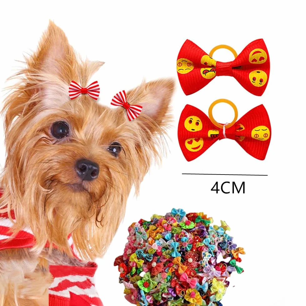 30 Pezzi Fiocchi per Cani con Elastici, vari stili di fiocchi per cani, Dog Bow Stili Multipli Fiocchi per Capelli per Cani Graziosi Accessori per la Toelettatura,accessori per collari per cani