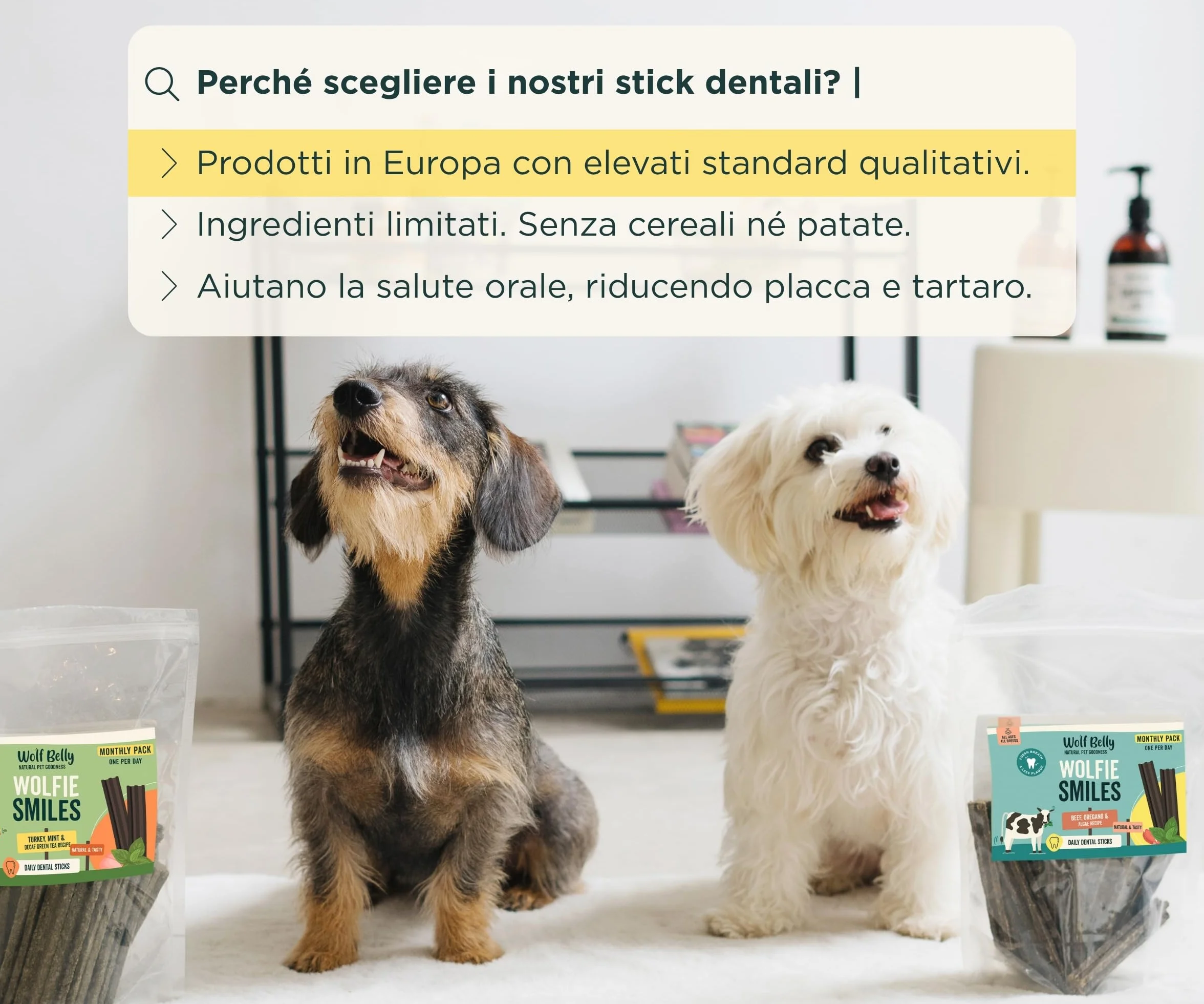 Wolf Belly - Dental Stick per Cani Naturali (28 pz) 89% Manzo Senza Cereali | Igiene Dentale & Alito Fresco | Ascophyllum Nodosum | Delizioso Sapore di Carne | Ricco di Proteine - Prodotto in Europa