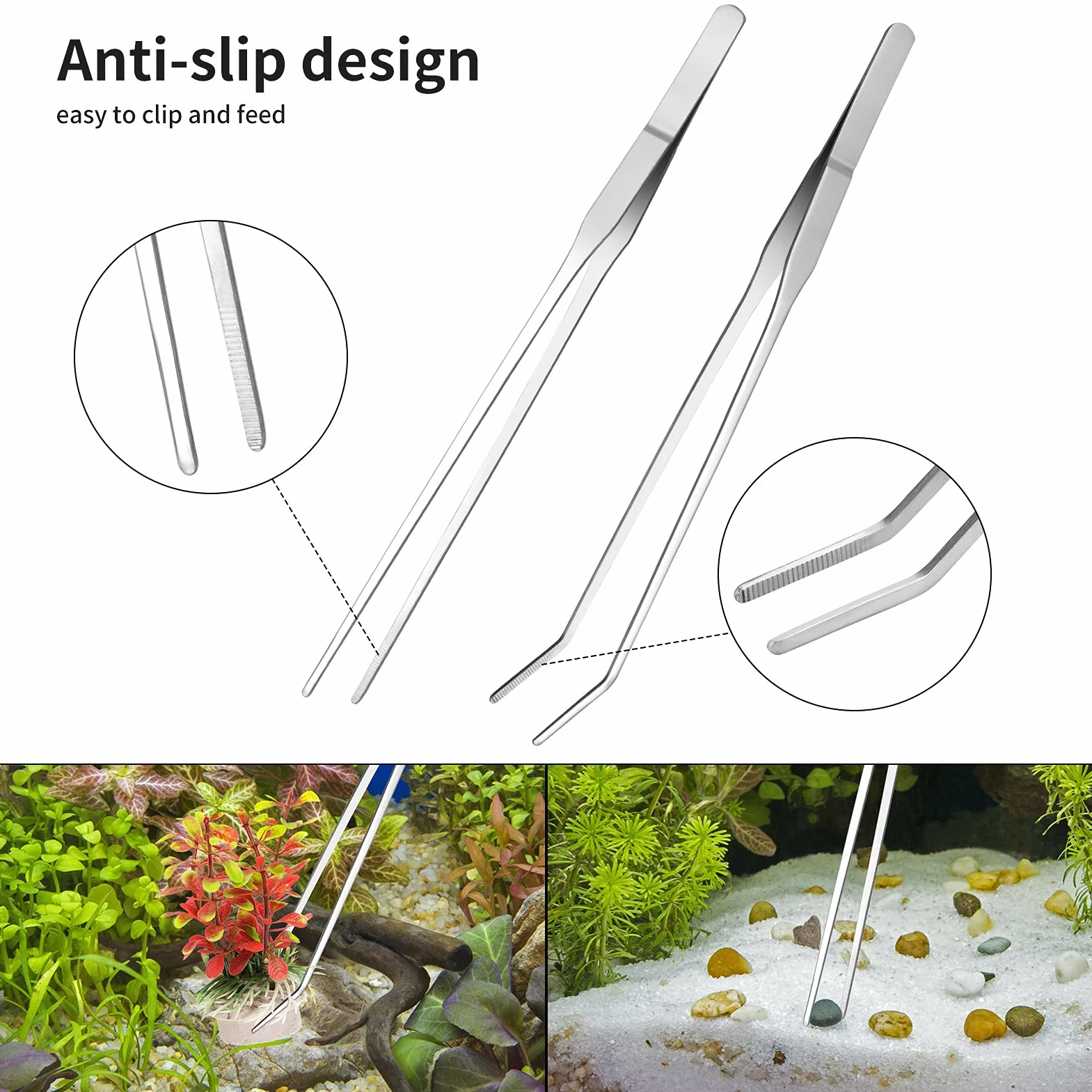 Kit strumenti acquario forbici pinzette dritte curve spatola pulizia serbatoio pesci argento