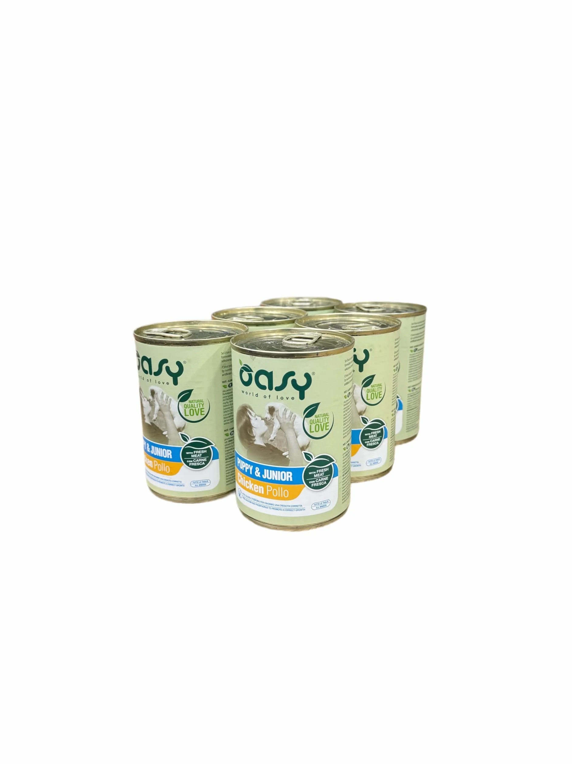 Oasy cane patè PUPPY gusto POLLO per cuccioli | 6 lattine da 400 grammi l'una.