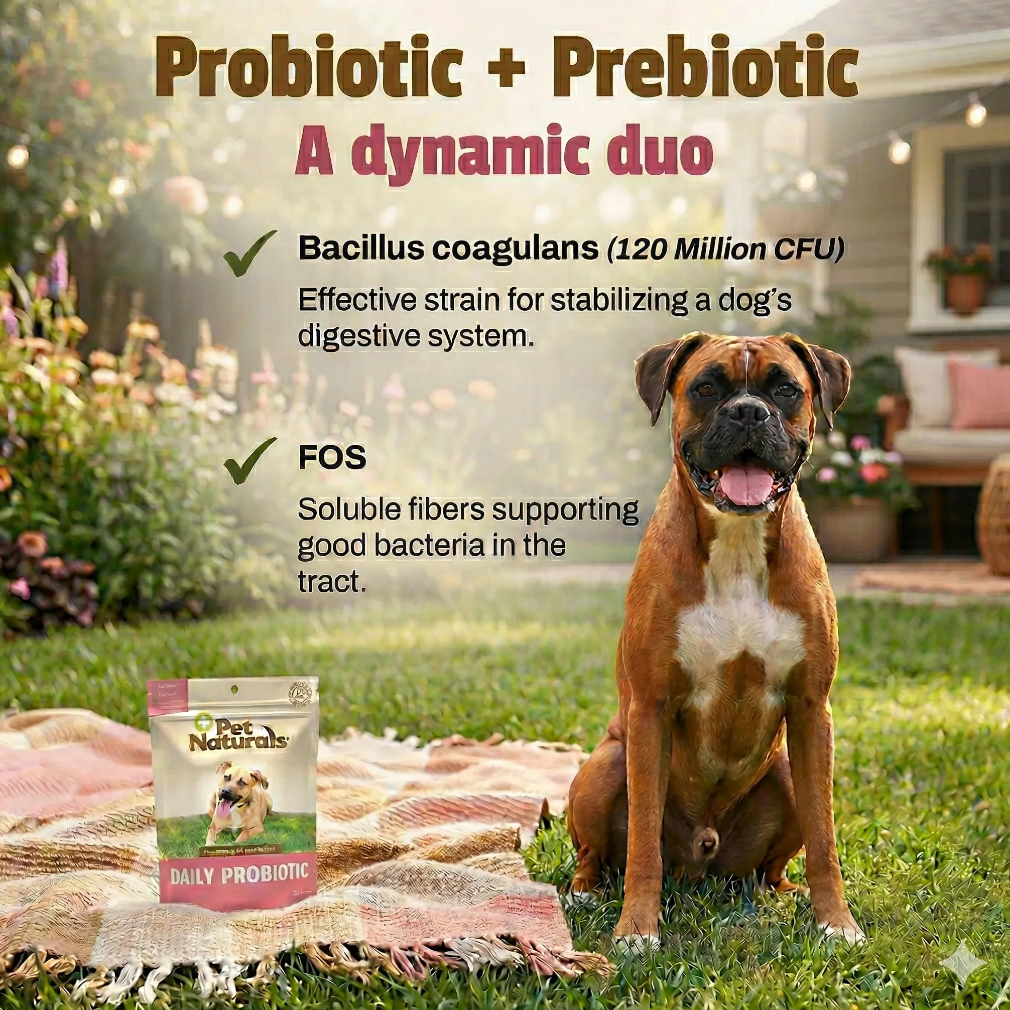 Pet Naturals Probiotico Giornaliero per Cani, Sapore di Anatra, 160 masticazioni - 120M CFUs Pre e probiotici per Cani Salute digestiva, Salute intestinale, Supporto immunitario, diarrea, allergie e