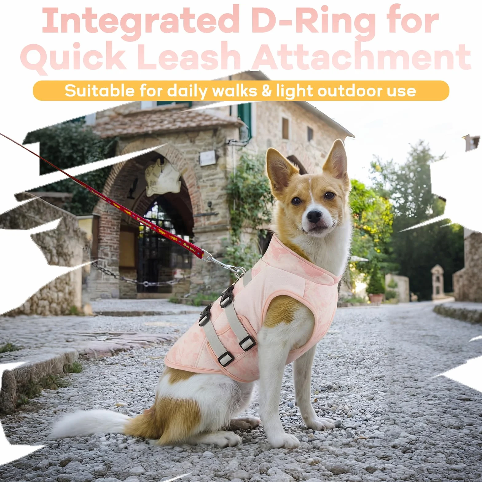 Cappotto Rinfrescante Cane Estivo Gilet Traspirante con Anello D Integrato Regolabile Leggero Anti Scivolo Rosa Brezza M