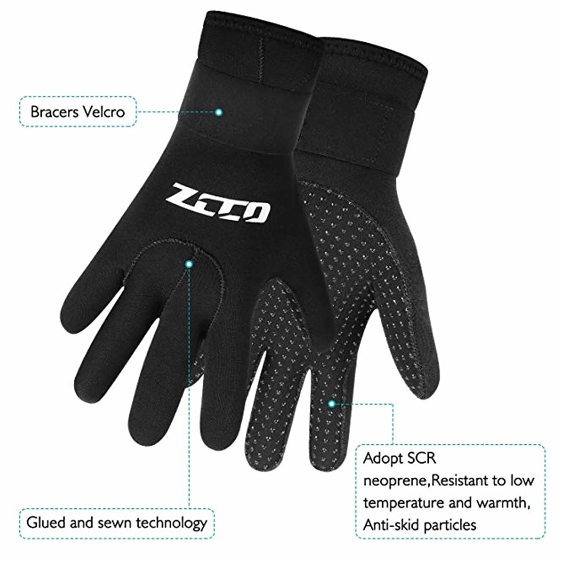 ZCCO Guanti da immersione in neoprene 3mm / 5mm, guanti da muta termica a doppio strato con polso elastico e particelle antiscivolo