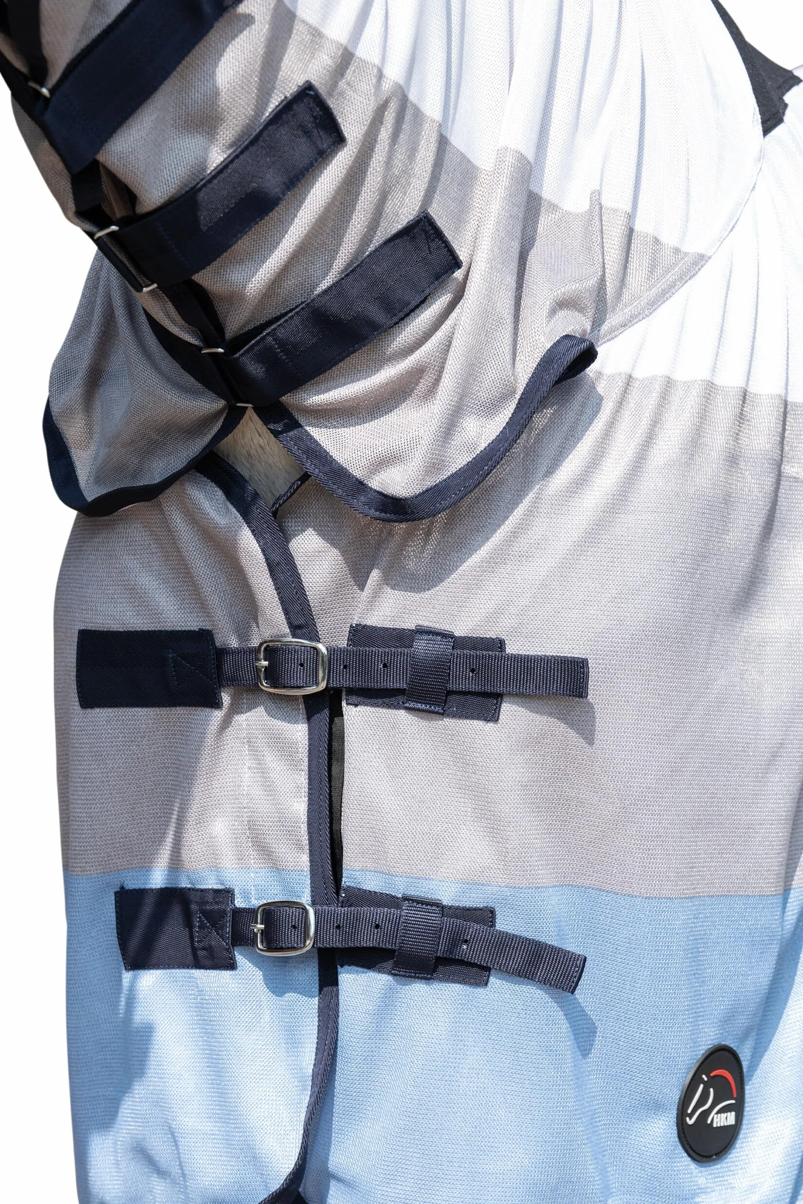 HKM Resistente Coperta antimosche con parte per il collo Blu/Bianco/Grigio 115