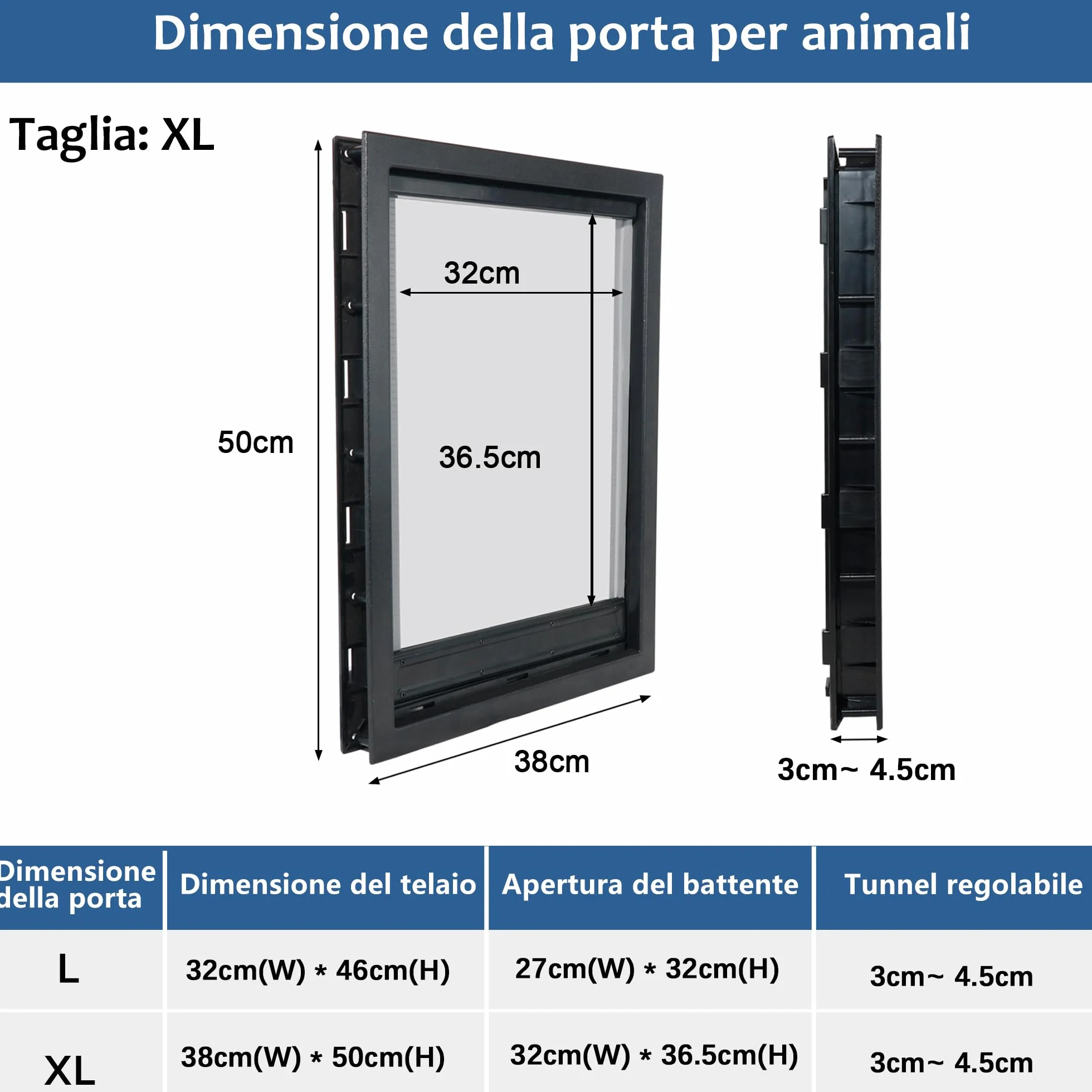 CEESC Porta per cani con patta magnetica trasparente morbida per cani di taglia grande XL nero