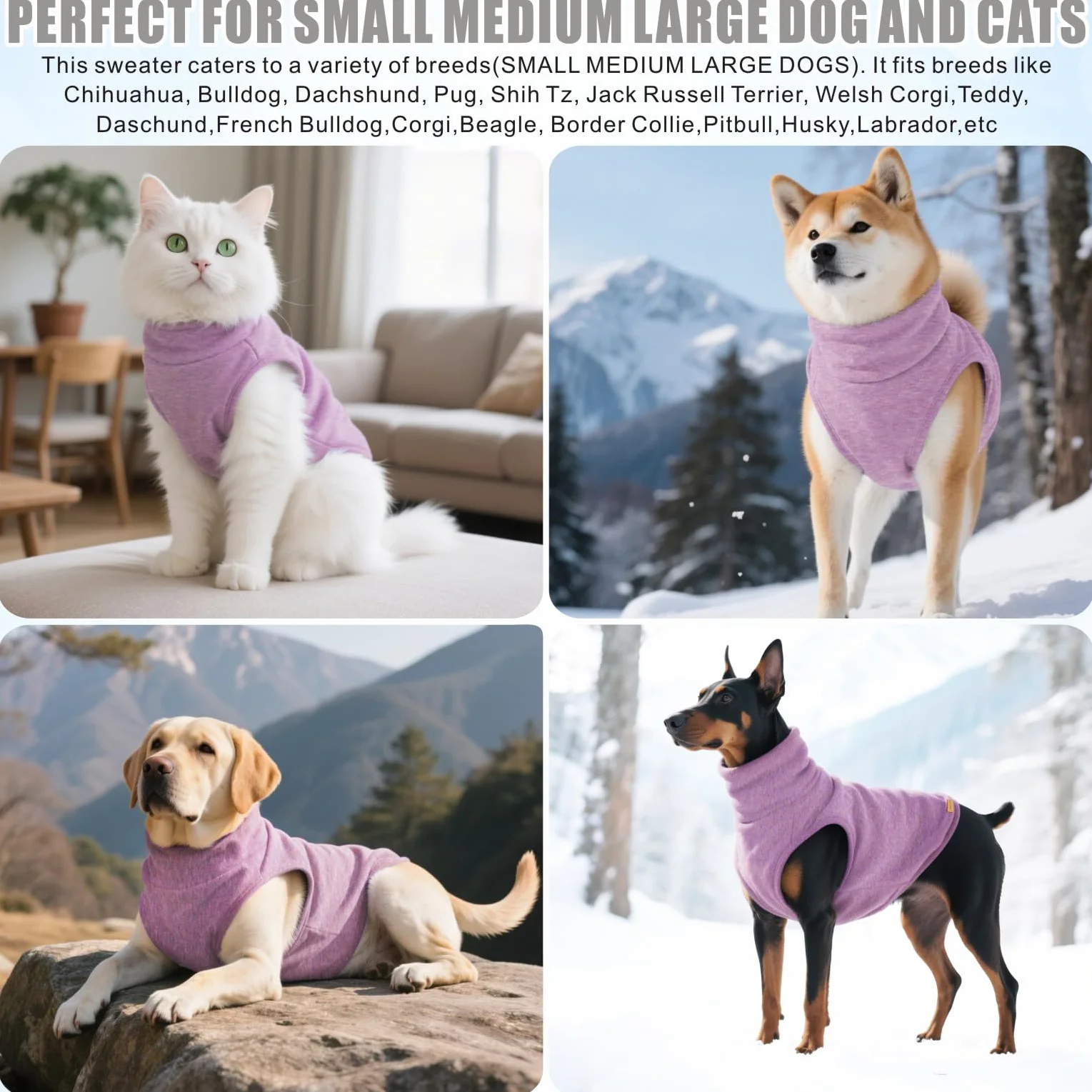 Felpe per Cani con Cappuccio Maglione Caldo per Animali Domestici XS-4XL Violetta