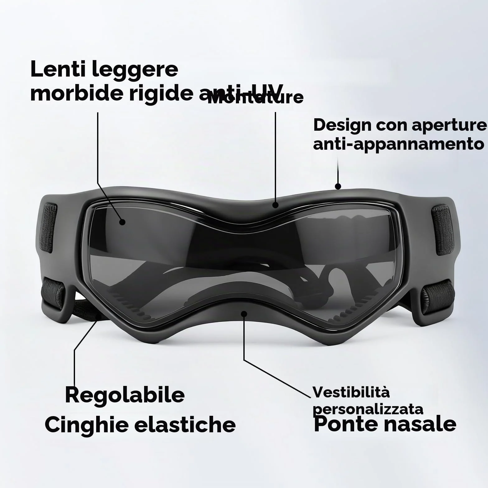 Enjoying Occhiali per Cani Taglia Piccola, Occhiali da Sole per Cucciolo Moto, Gatti Adulti Occhiali Cane, Protezione UV, Regolabile, Cool Nero