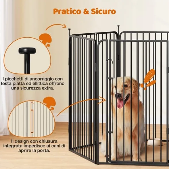 Yaheetech Recinto per Cani 6 Pannelli 100 cm Metallo Casa Giardino
