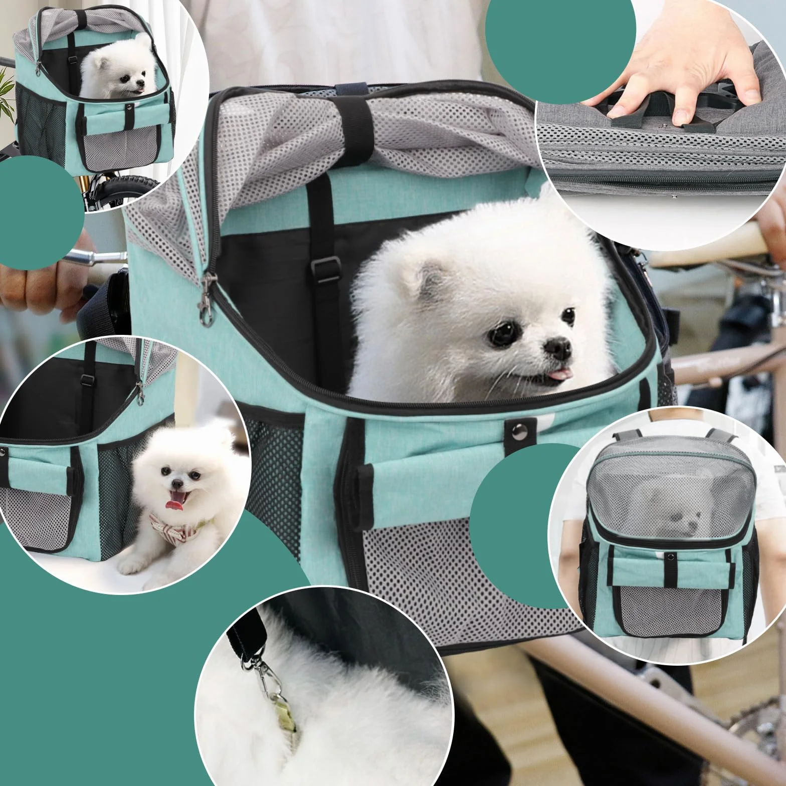 Cestino per bicicletta anteriore, pieghevole, impermeabile, per cani e animali domestici, shopping, campeggio e attività all'aperto