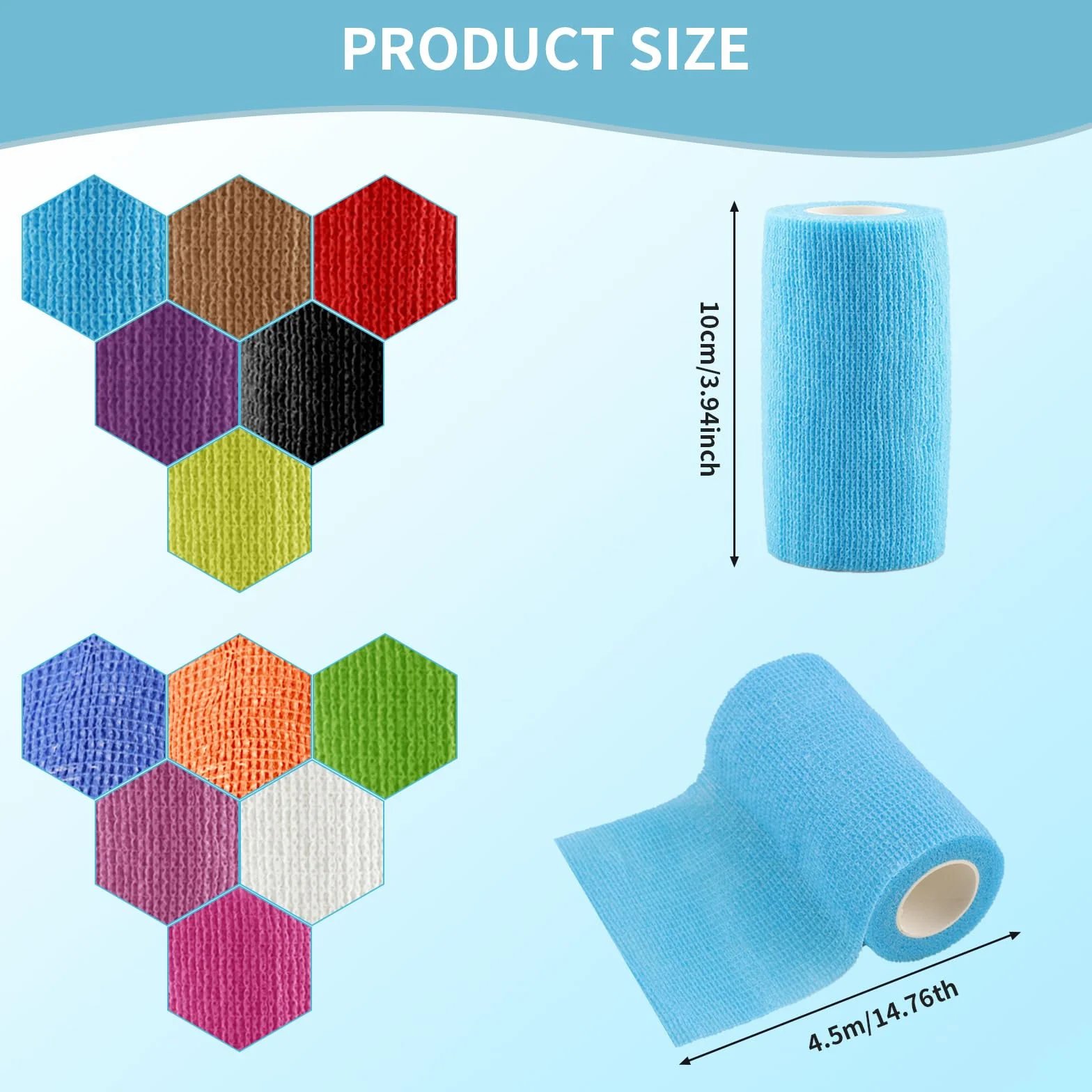 Benda elastica autoadesiva 12 rotoli 10 cm x 4,5 m per bendaggi sportivi