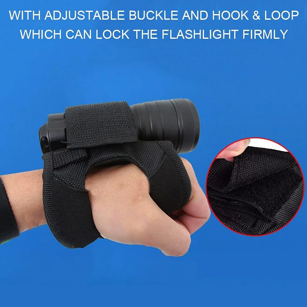 Guanto Porta Torcia, Guanto per Torcia Subacquea, Durevole Portatile Guanto da Polso Regolabile, Supporto Universale per Torcia a Mani Libere, Accessorio Subacqueo, Nero