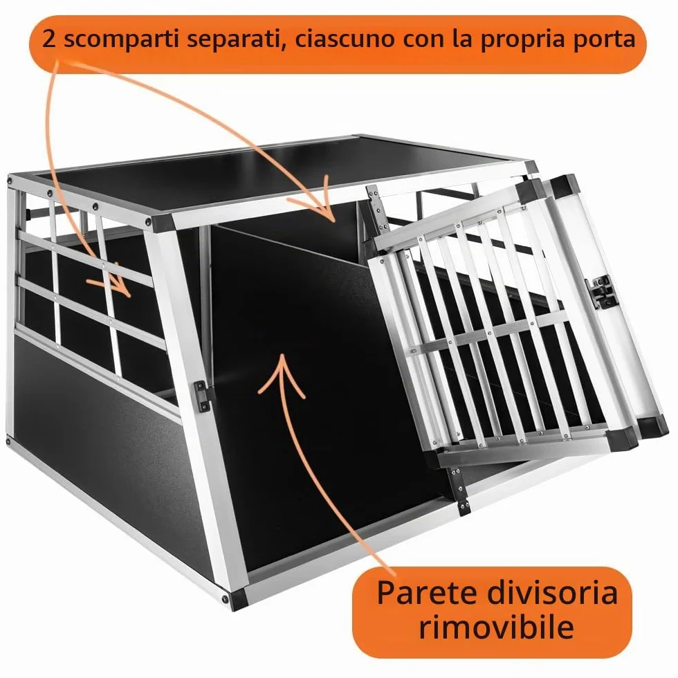 Box per cani in alluminio, per il trasporto di cani, in alluminio, per il trasporto di cani, 89 x 69 x 50 cm