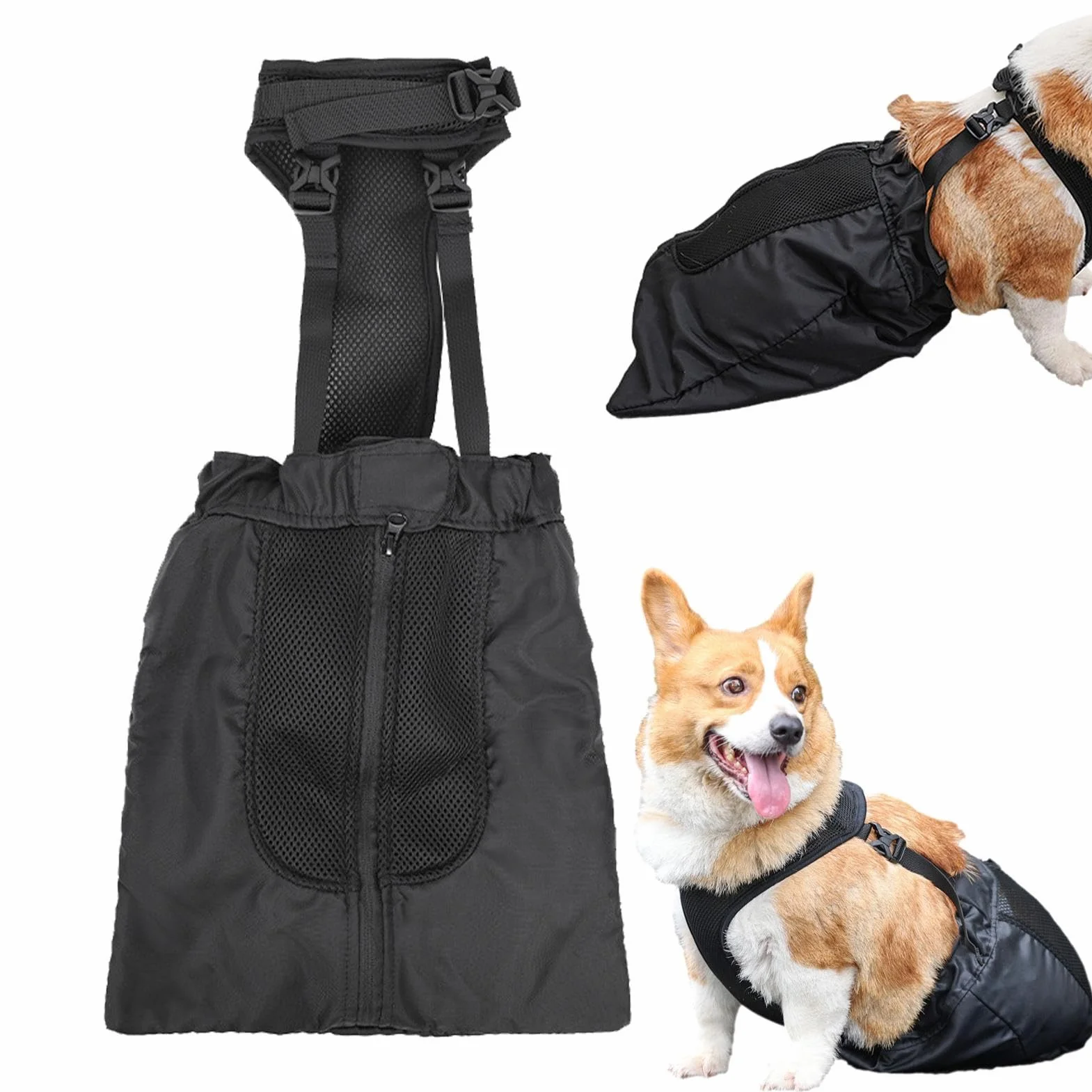 Borsa per Cani, Borsa per Recupero Alternativo della Sedia a rotelle, per Gambe Posteriori e Posteriori, Traspirante, Regolabile, Protettiva, per Proprietari di Animali Domestici, Cani feriti