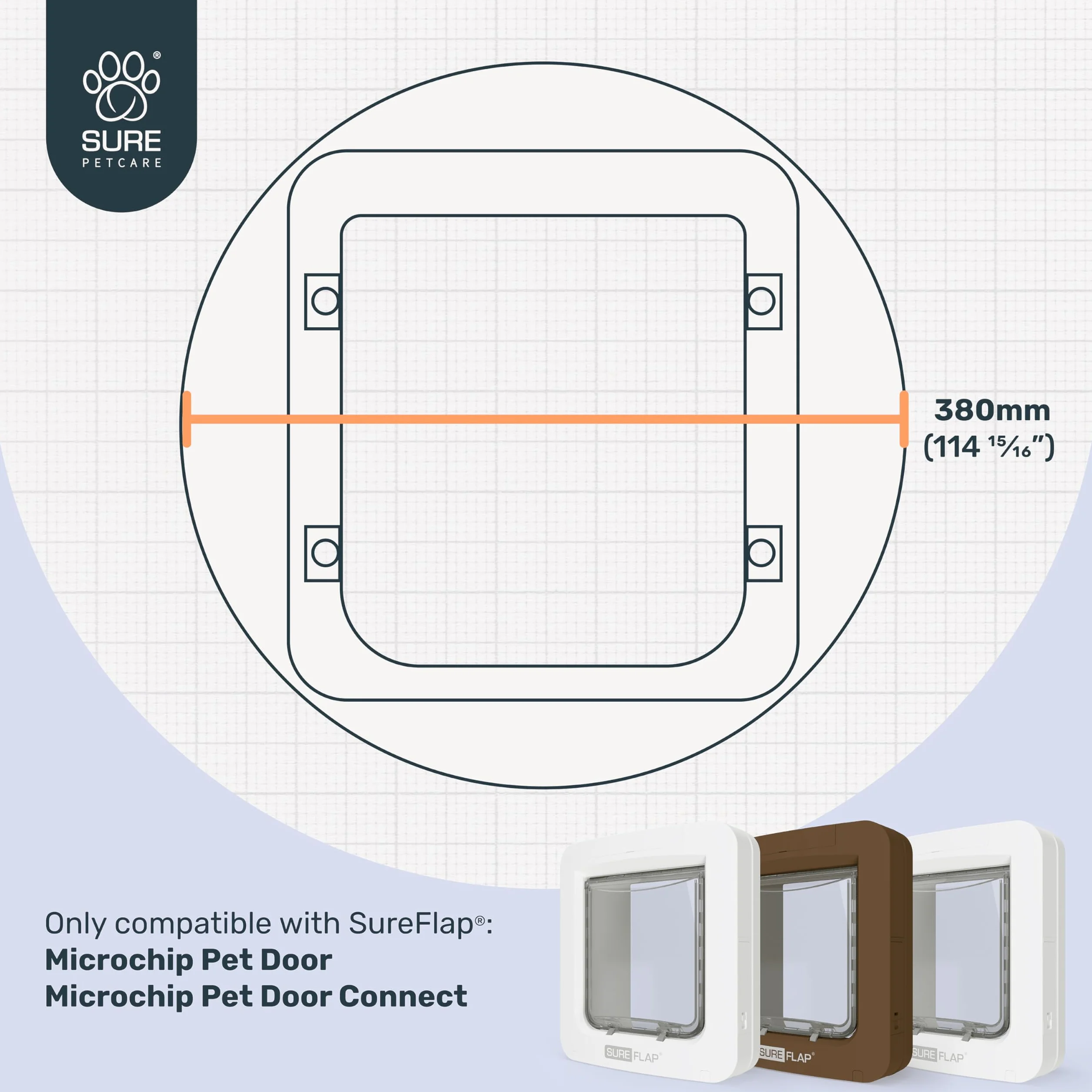 SureFlap Sure Petcare Adattatore di montaggio della porta per animali, Marrone, 2 pz., per porte in vetro e finestre