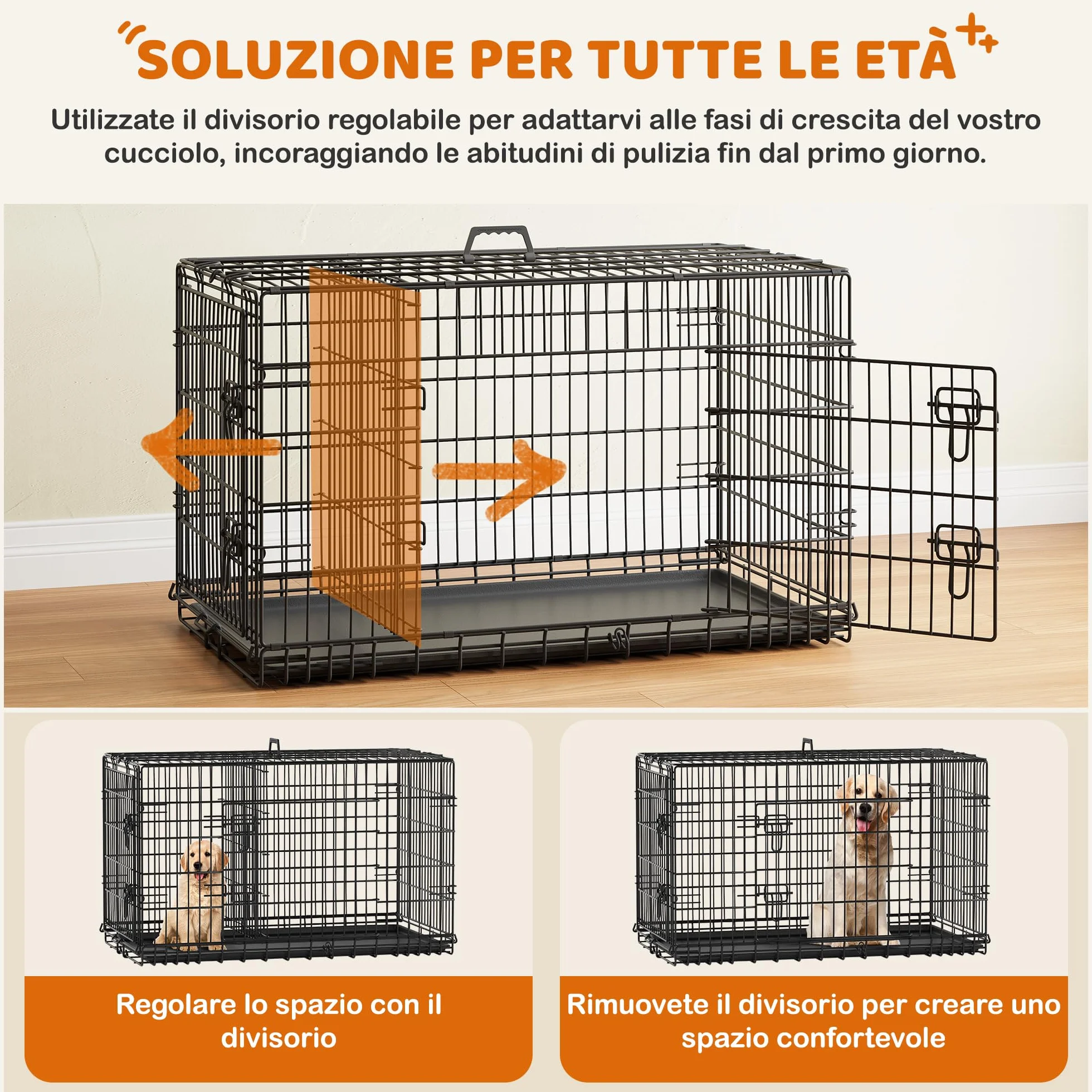 Yaheetech Gabbia per Cani Gatti Kennel in Metallo Pieghevole 107x60x66 cm Nero