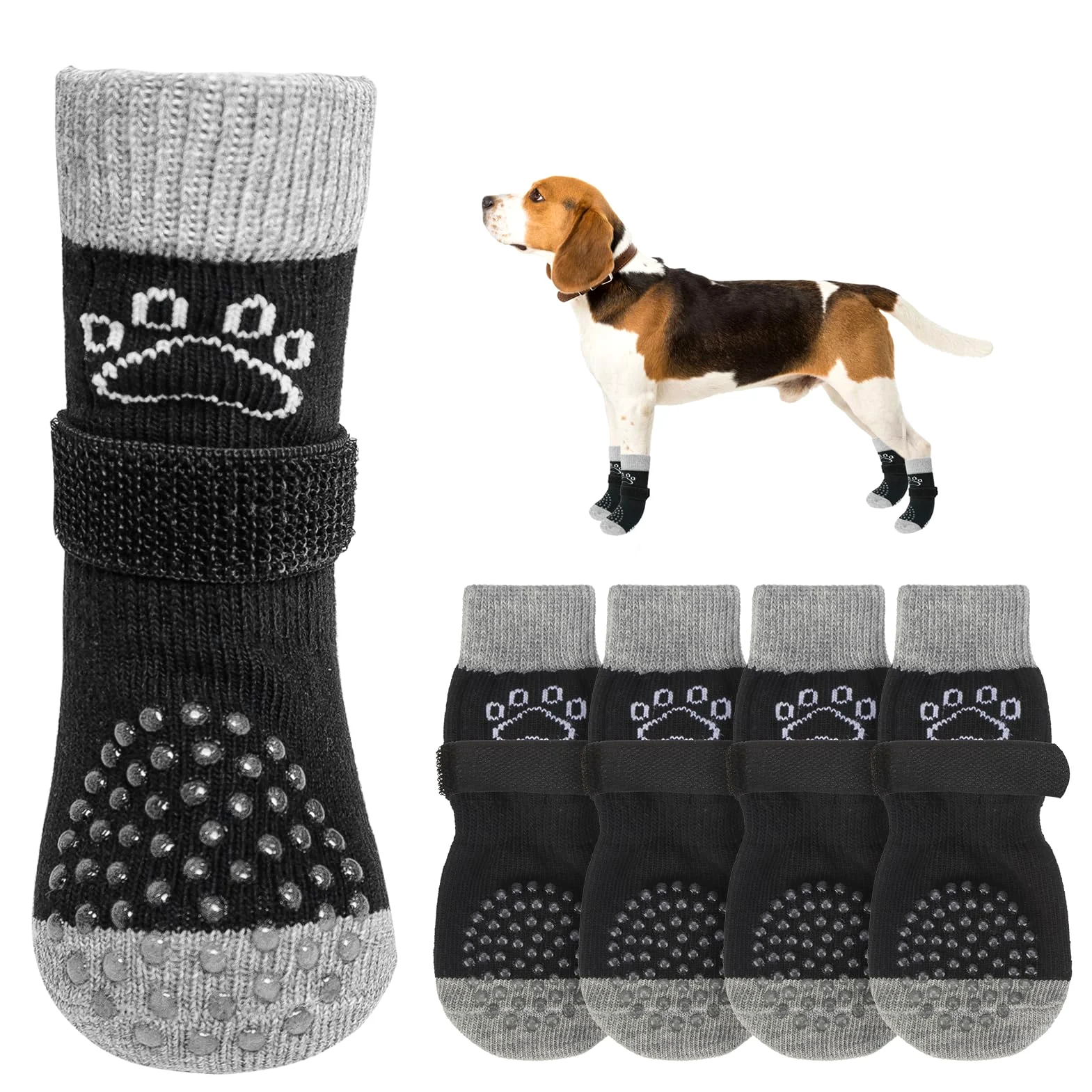 SCENEREAL Calzini per cani per evitare di leccare le zampe, Black Pearl Paw S