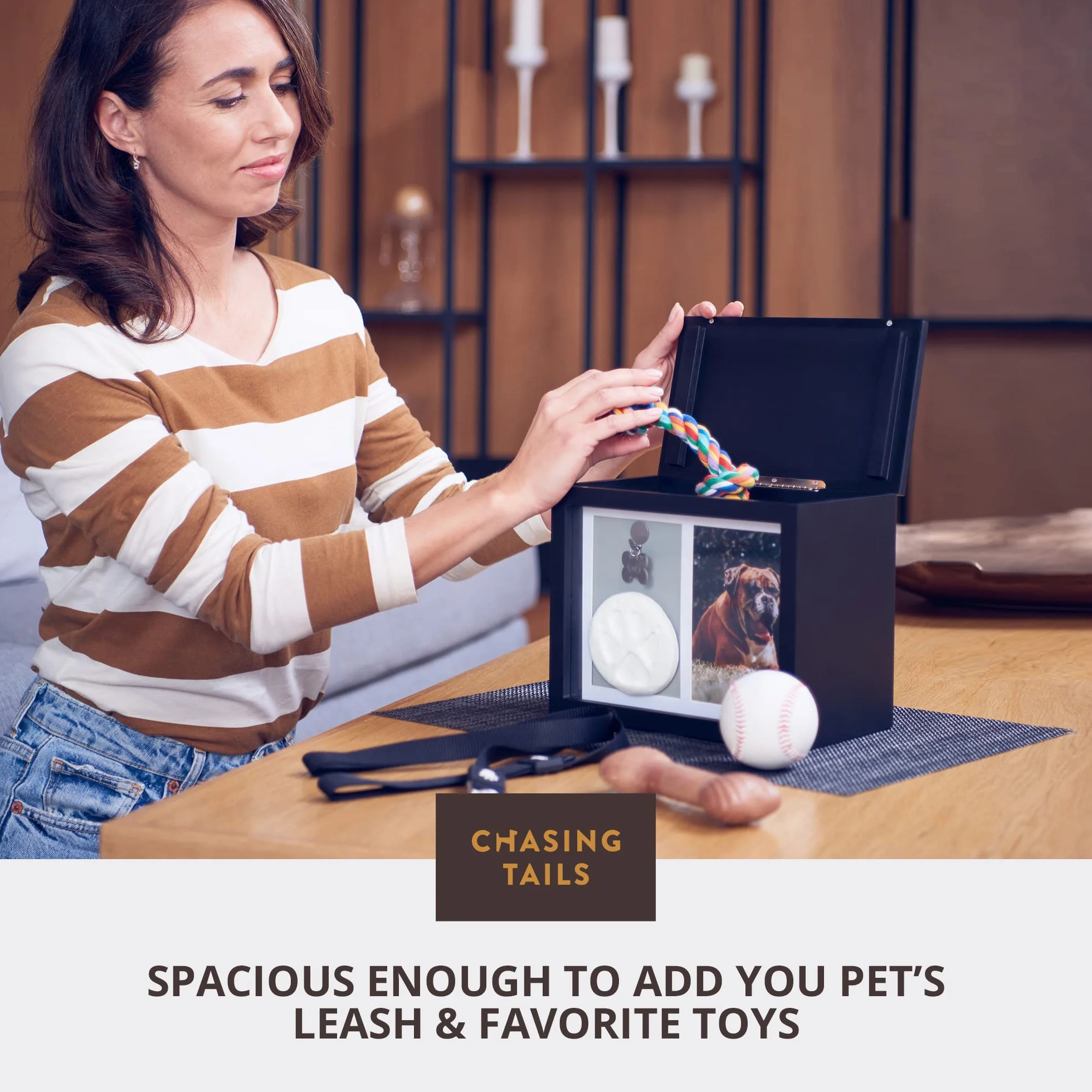 Chasing Tails Urne Commemorative per Cani per Ceneri – Urne Commemorative per Cani per Ceneri Personalizzate, urne per Gatti per Ceneri per Cani Piccole – Include Kit per Stampa di Zampe, Cornice e