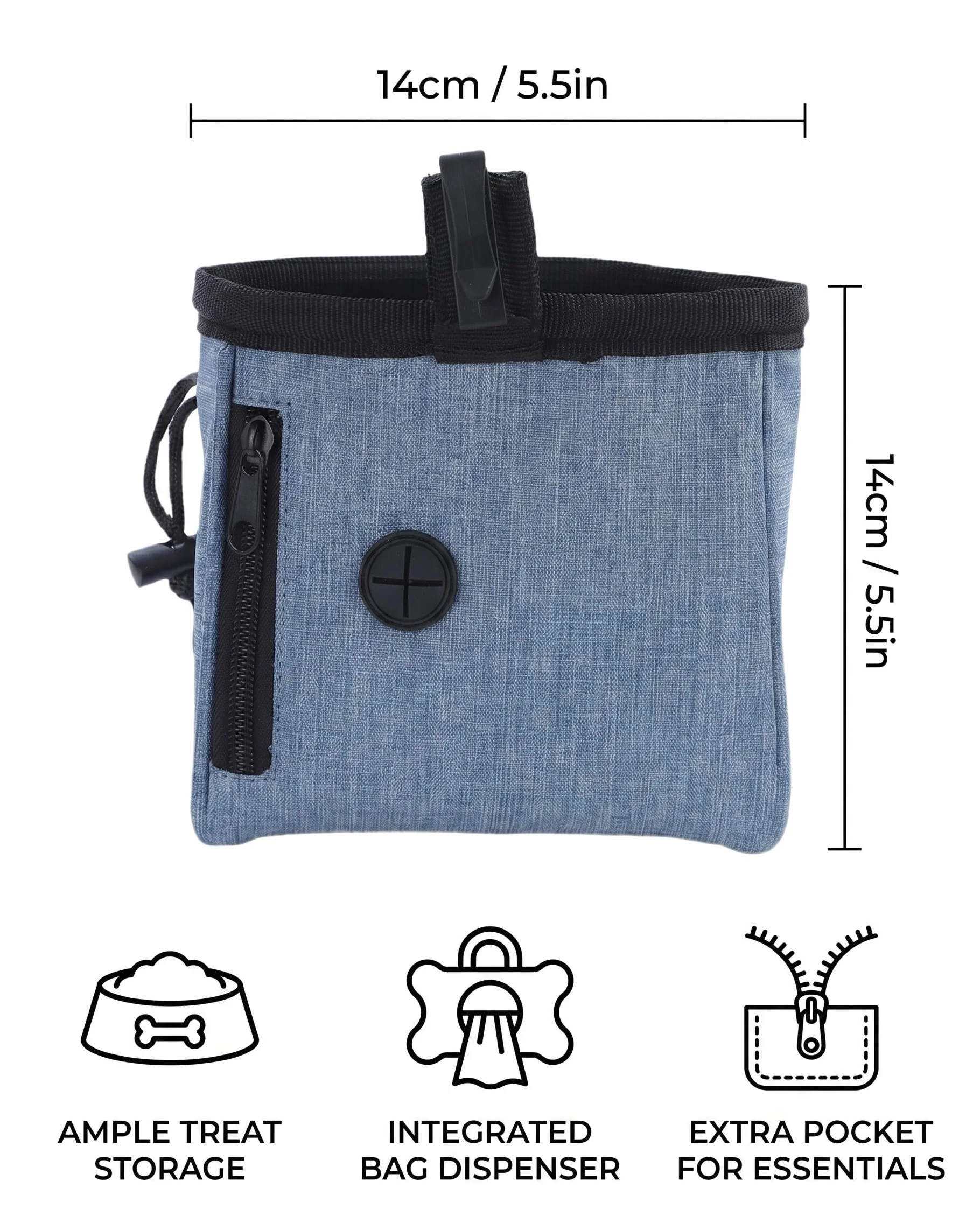Sacca Porta Snack Cani Blu, Multifunzionale con Dispenser Sacchetti e Cintura Regolabile. Essenziale per Addestramento e Passeggiate a Mani Libere.