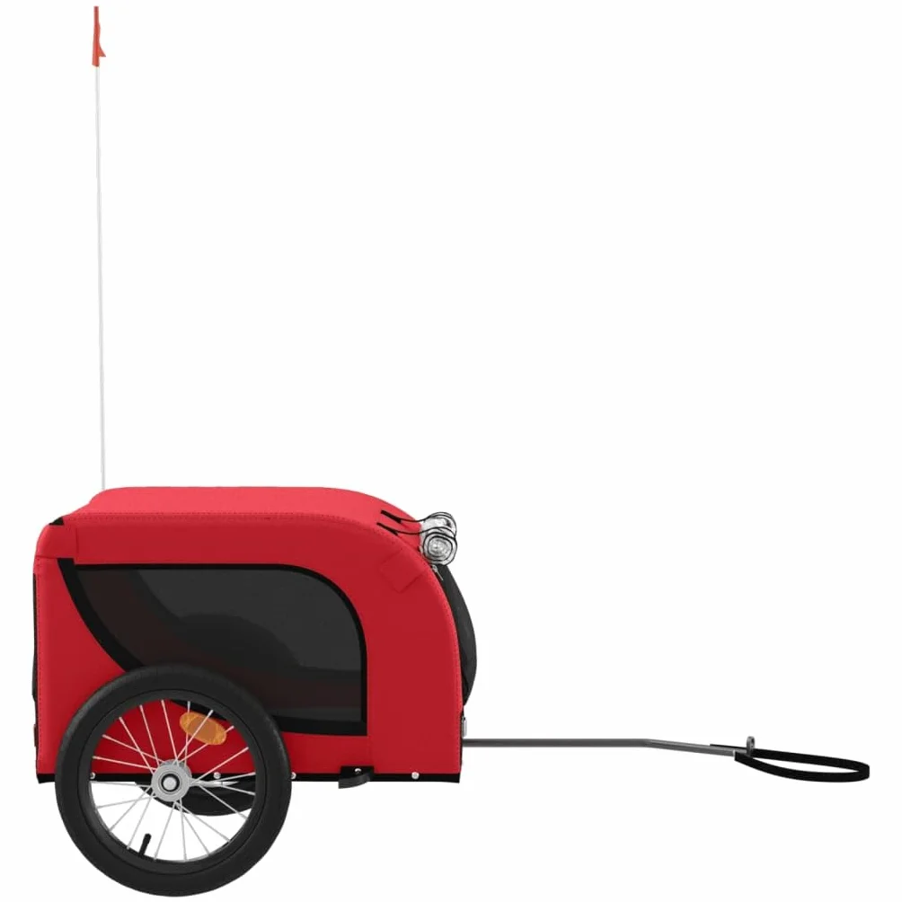vidaXL Rimorchio da Bici per Animali Rosso e Nero Oxford e Ferro