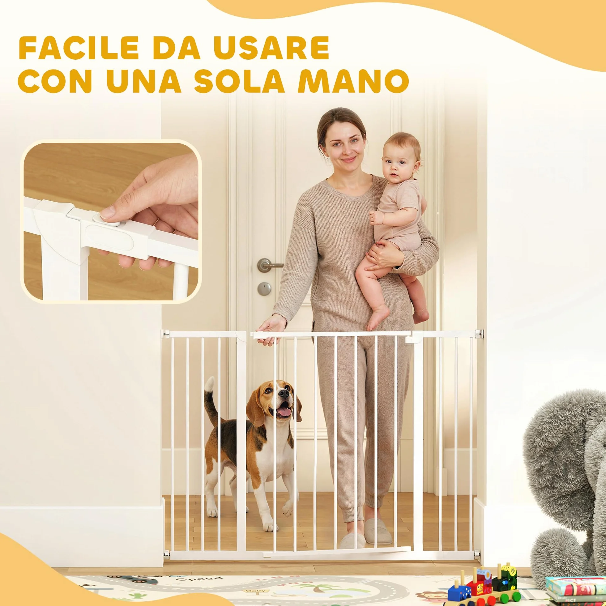PawHut Cancellino per Cani Estensibile 76-107 cm Metallo Plastica Bianco