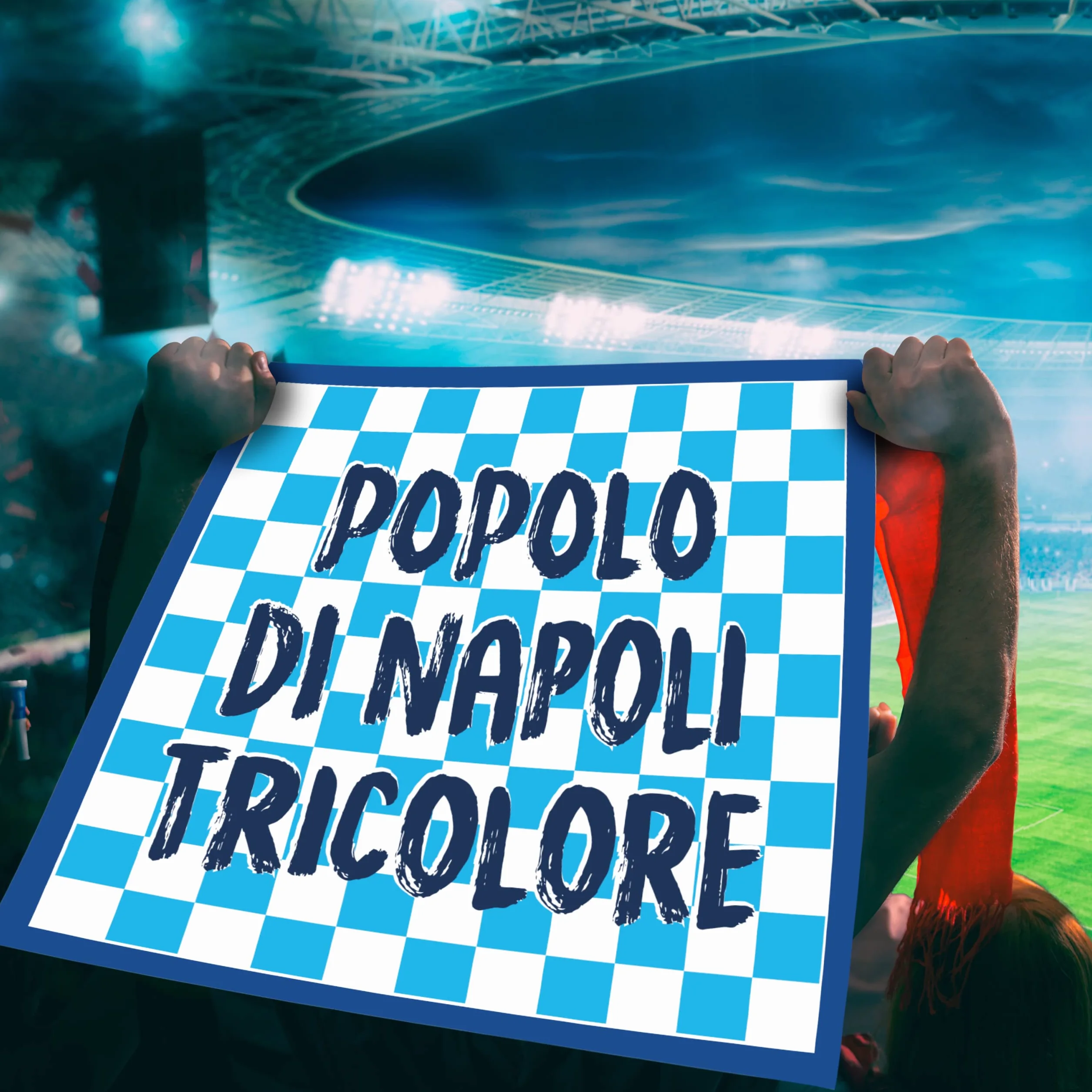 Bandiera 4° Scudetto Napoli 60x60 cm Gadget Tricolore