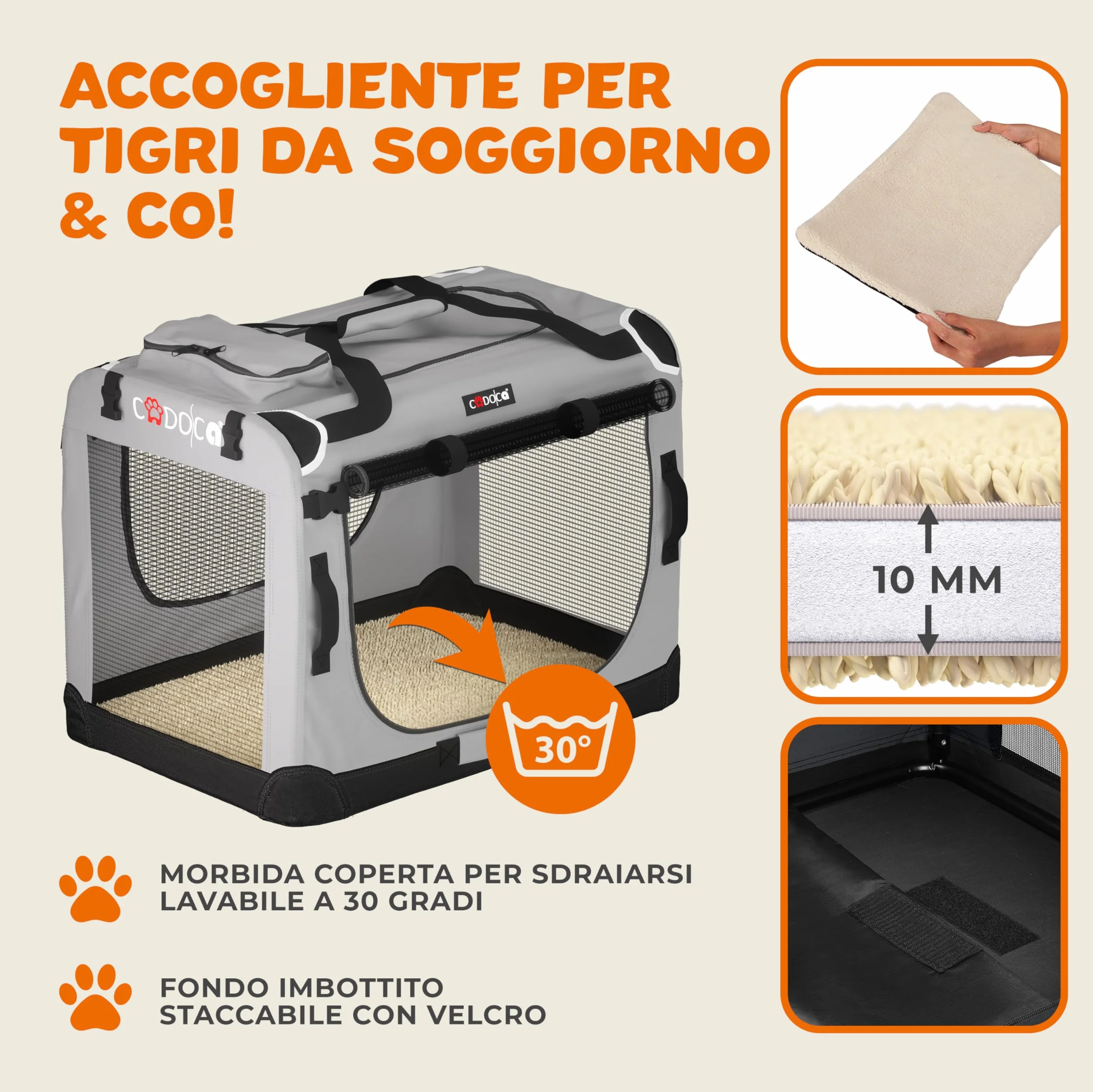 CADOCA Trasportino Cane Gatto XXL 92x64x64cm Gabbia Trasporto Traspirante
