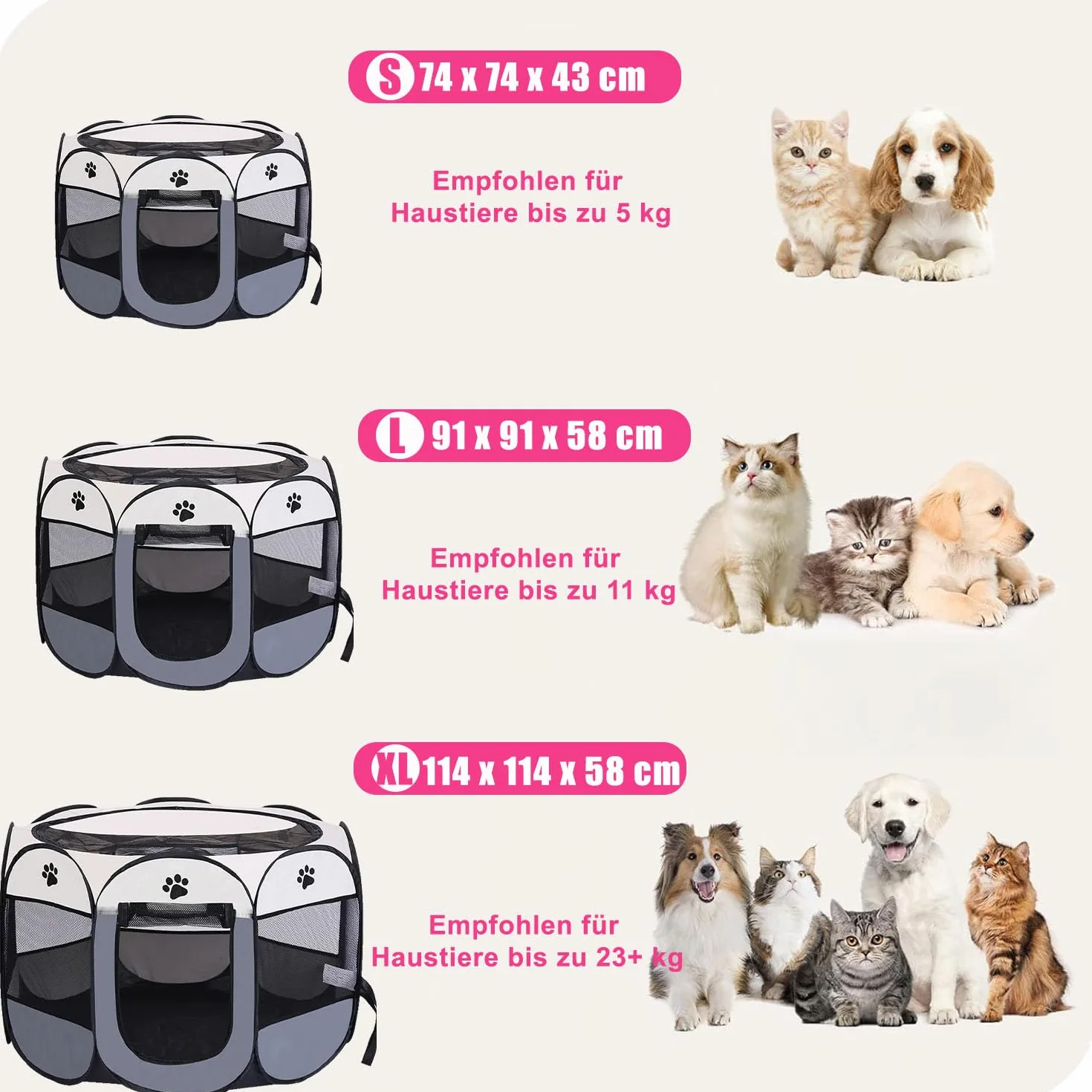 Pieghevole Beccucciolo portatile per cani 74 x 74 x 43 cm blu impermeabile Oxford
