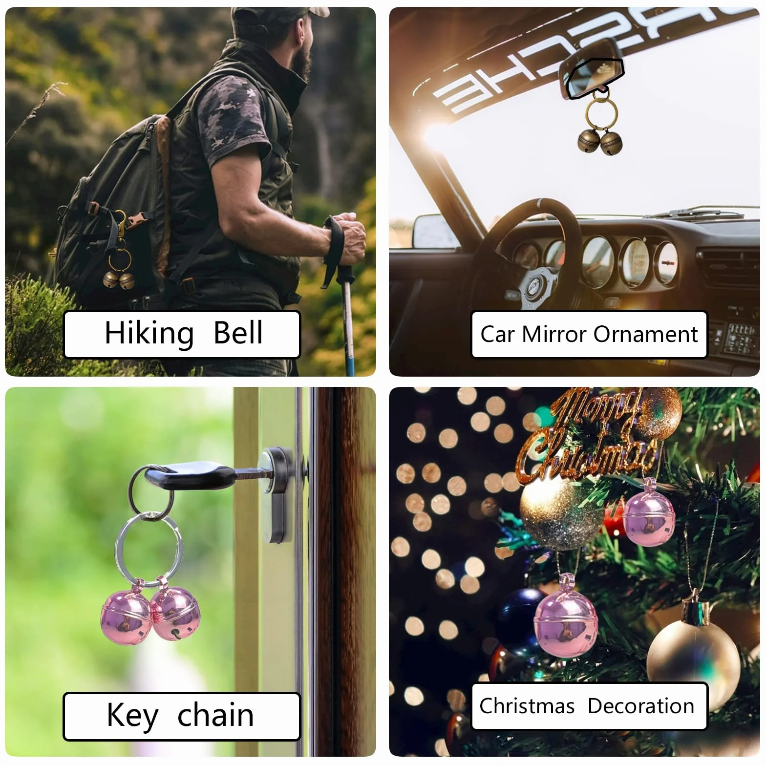 Cat & Dog Collar Bell Pack of 2 Extra Loud Iron Split Ring Lobster Clip