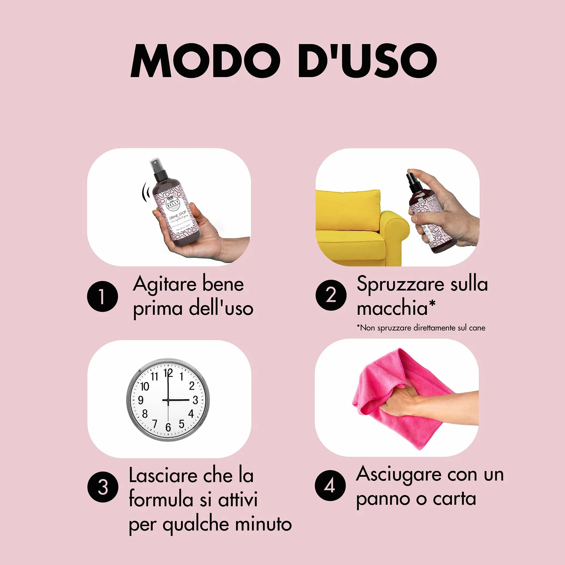 Belly Spray Disabituante per Cani da Interno - Disabituante per Cani da Esterno - Dissuasore per Pipi Cani, per Tutte Le Superfici - Elimina Odori Pipi Cane - Spray Disabituante Cani Educativo, 250ml