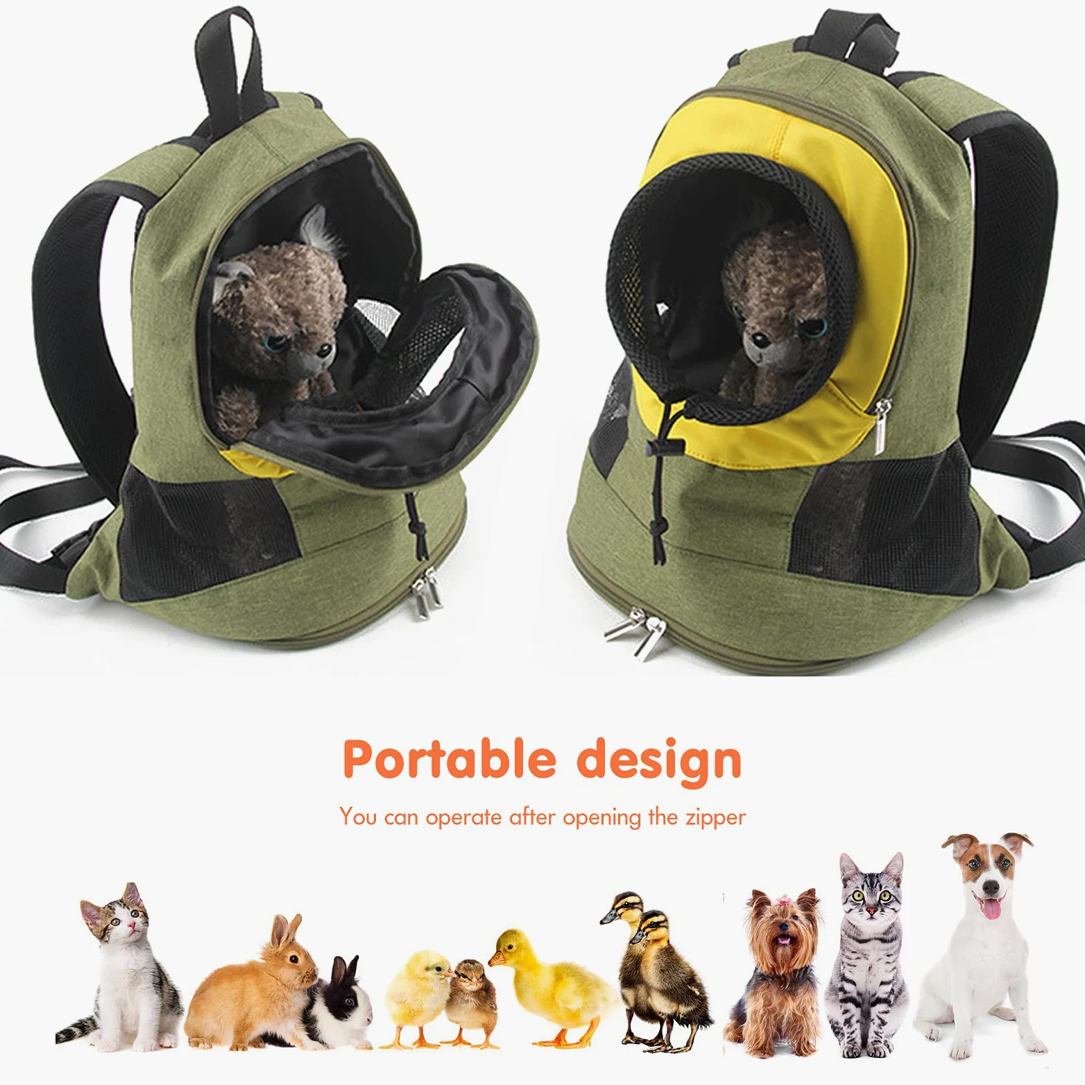 PETCUTE Zaino Porta Cane,Traspirante Zaino per Animali Domestici,Zaino per Cani a Doppia Spalla con Pad Rimovibile,Testa Fuori Borsa per Cani con Tracolla Regolabile e Cordoncino