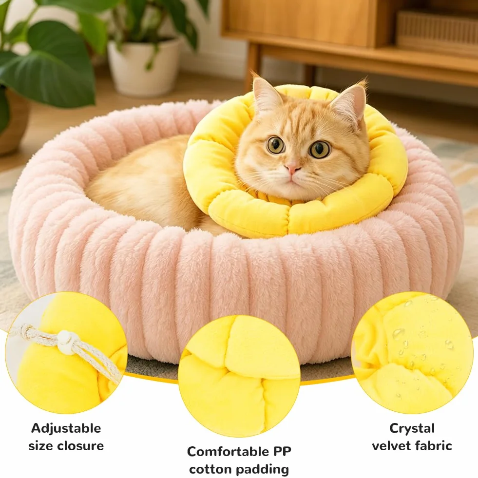 Collare Elisabettiano Gatto, Collare Protettivo Gatto, Regolabile, Morbido e Comodo, Protettivo Dopo Chirurgia, Anti-morso per Animali Domestici Dopo l'Intervento Chirurgico,Girasole Carino (XS)