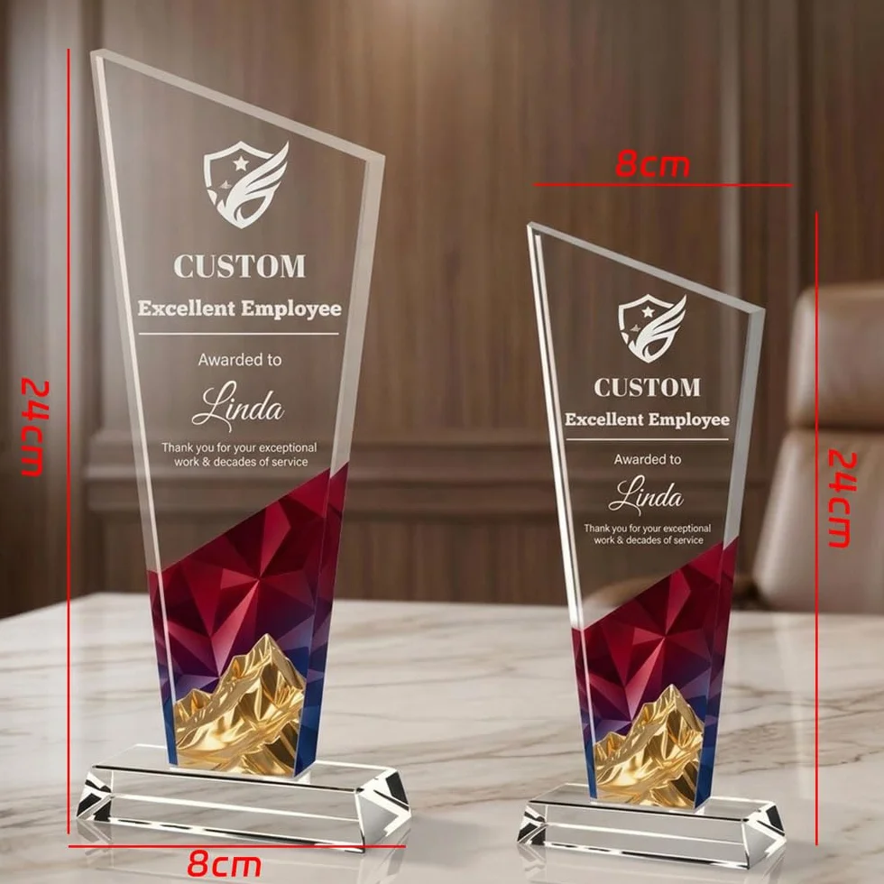 Trofei in Cristallo Personalizzati, Trofei su Misura con Testo/Logo/Foto, Regali per Premiare i Dipendenti, Aziende, Sport, Scuole, Regali di Ringraziamento