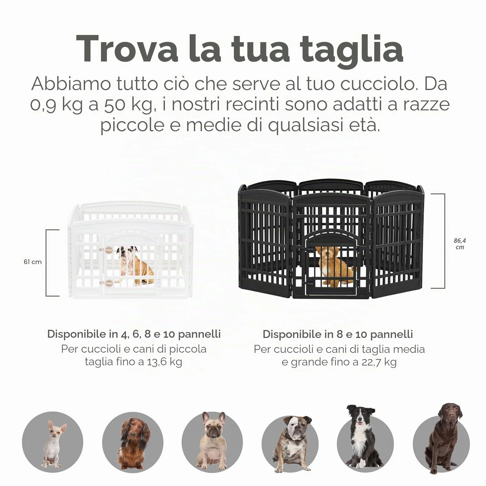 Iris Ohyama Recinto per Cani da Interno con Porta, A60cm, 8 Pannelli, Nero, Plastica, Parco, Per Cucciolo, Gatti, Animali domestici, Interni, Esterni, Gabbia, Cuccia, Canile, CI-608E