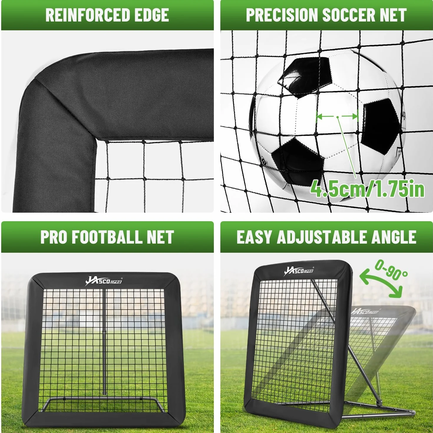 JASCOPRO Rete da rimbalzo da calcio, bersaglio per porta da calcio, attrezzatura da allenamento portatile