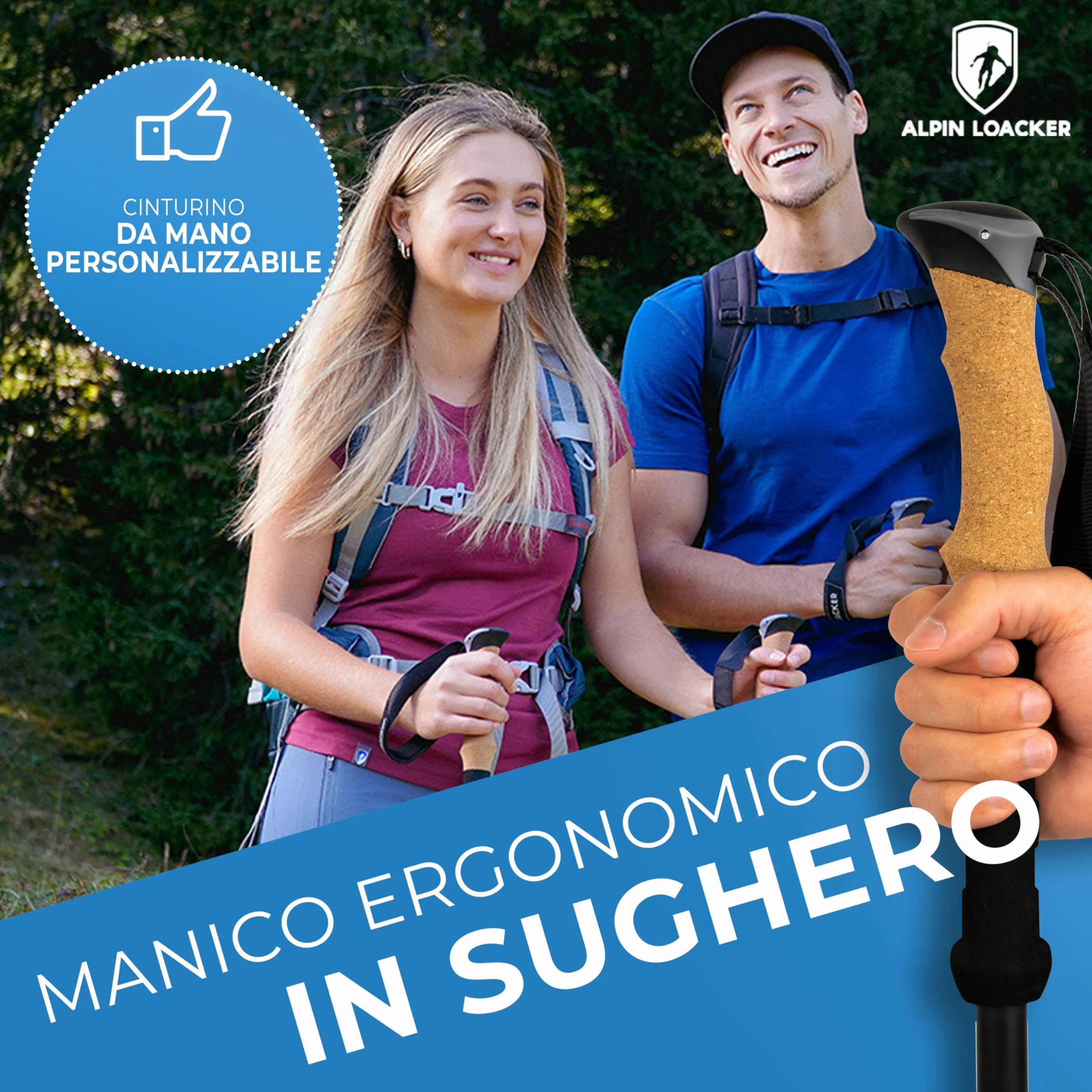 Alpin Loacker Bastoncini Trekking Carbonio Alluminio Ultraleggeri Regolabili Ammortizzati