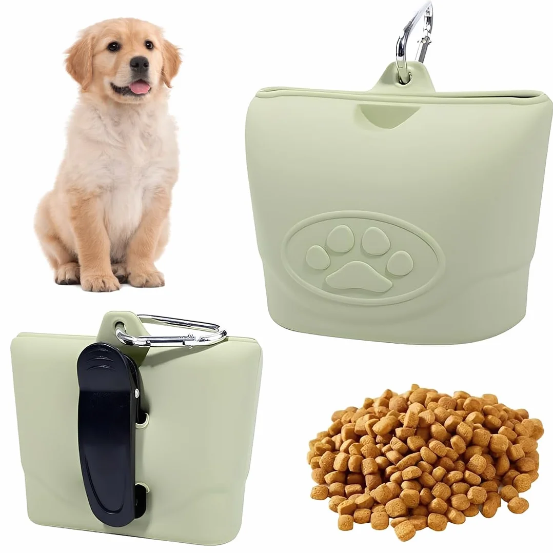Porta Premietti per Cani, Custodia in Silicone per crocchette per Cani, Contenitore Portatile per l'addestramento Comoda Chiusura con Fibbia Magnetica e Clip in Vita