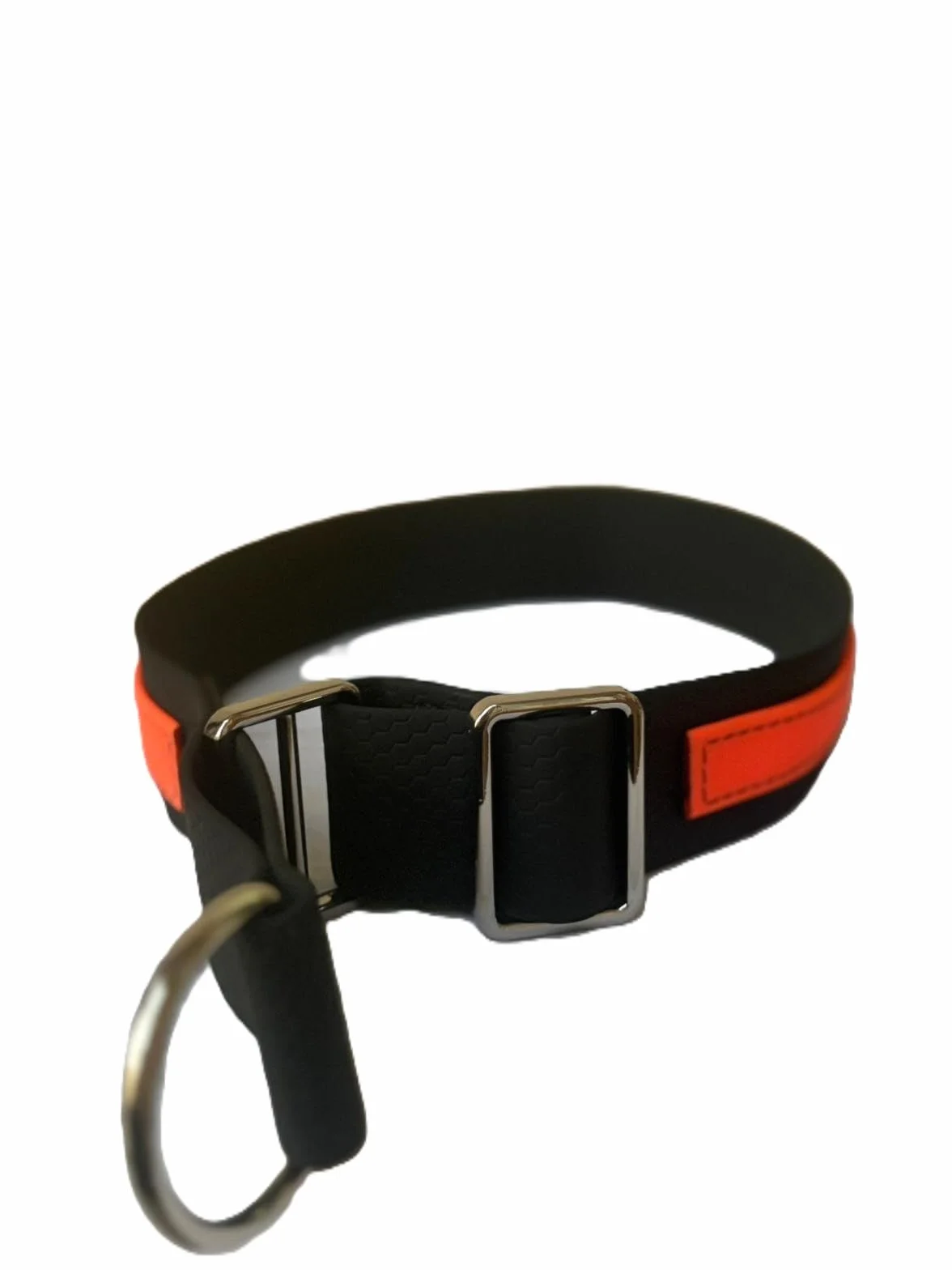 Collare a scorrimento limitato BIOTHANE-HEXA NERO-ARANCIO FLUO L