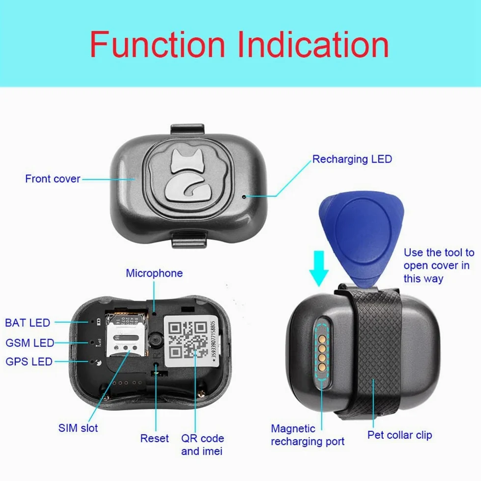 Localizzatore GPS 4G per localizzatore di cani Dispositivo anti-perso impermeabile Rilevatore di oggetti Smart Phone Piccolo allarme antifurto per animali domestici