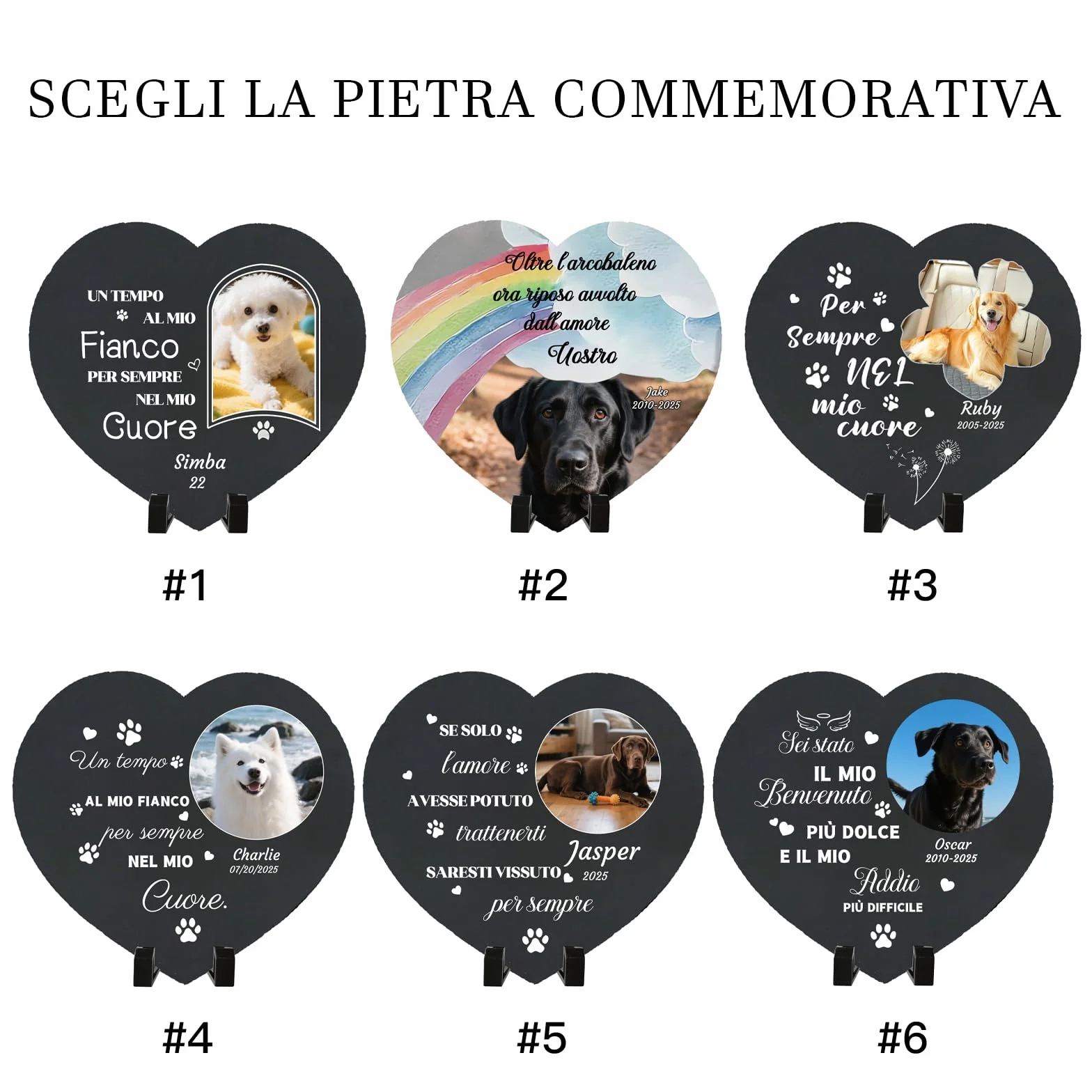 Lapide Personalizzata Animali Domestici - Targa Commemorativa Quadrata con Foto e Nome - Regalo Perdita Cane - Decorazione Cimitero