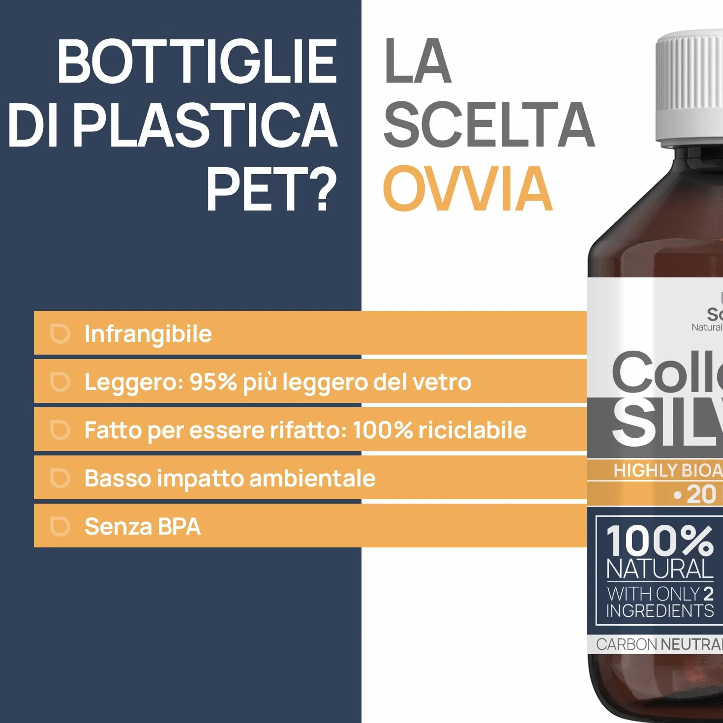 Argento Colloidale Puro 500ml 20 PPM | Per la famiglia & gli Animali (Cani, Gatti) | 100% Naturale : Certificato Cosmos Natural | Carbon Neutral