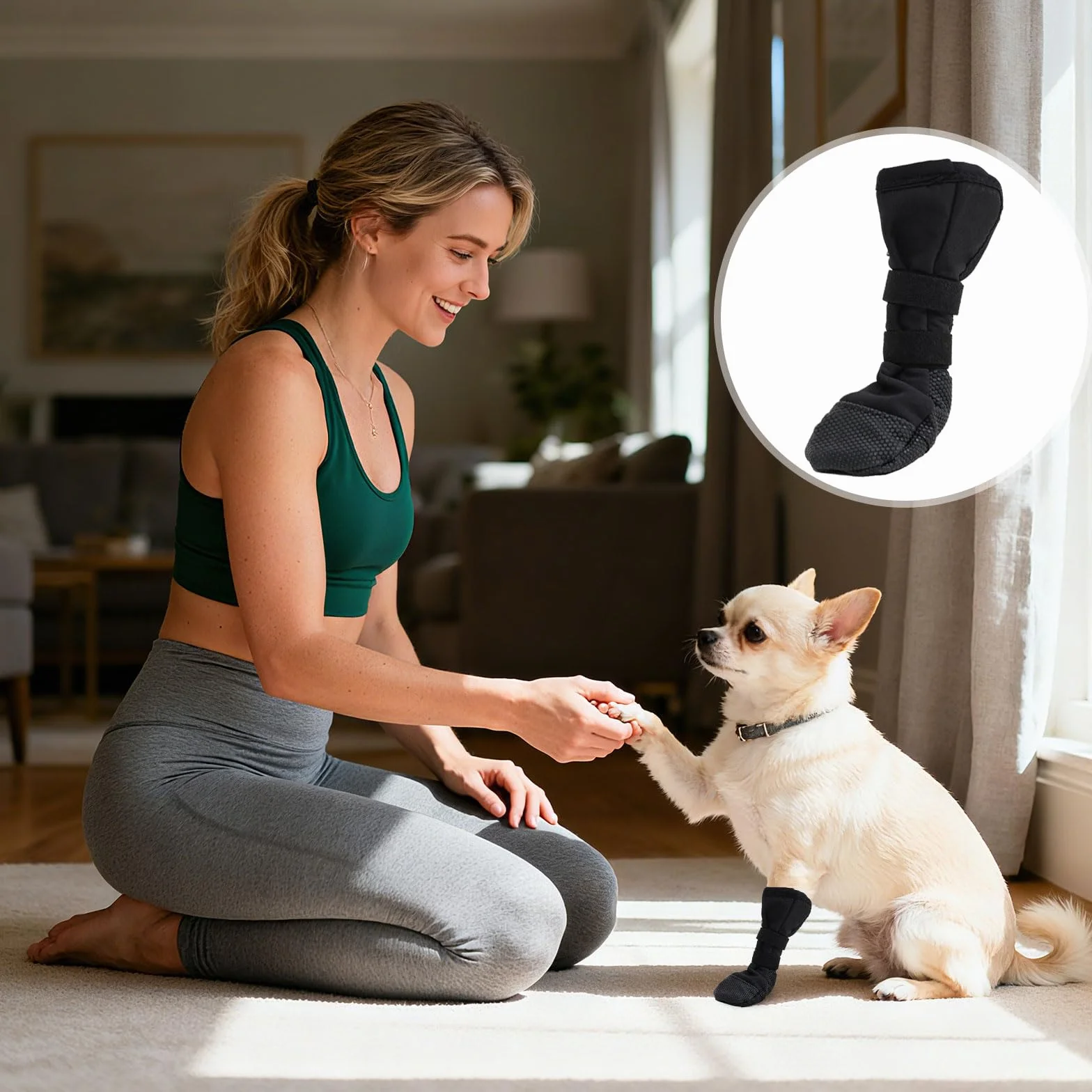 Scarpe per Cani Impermeabili con Protezione Zampe, Calze Antiscivolo e Traspiranti per Recupero