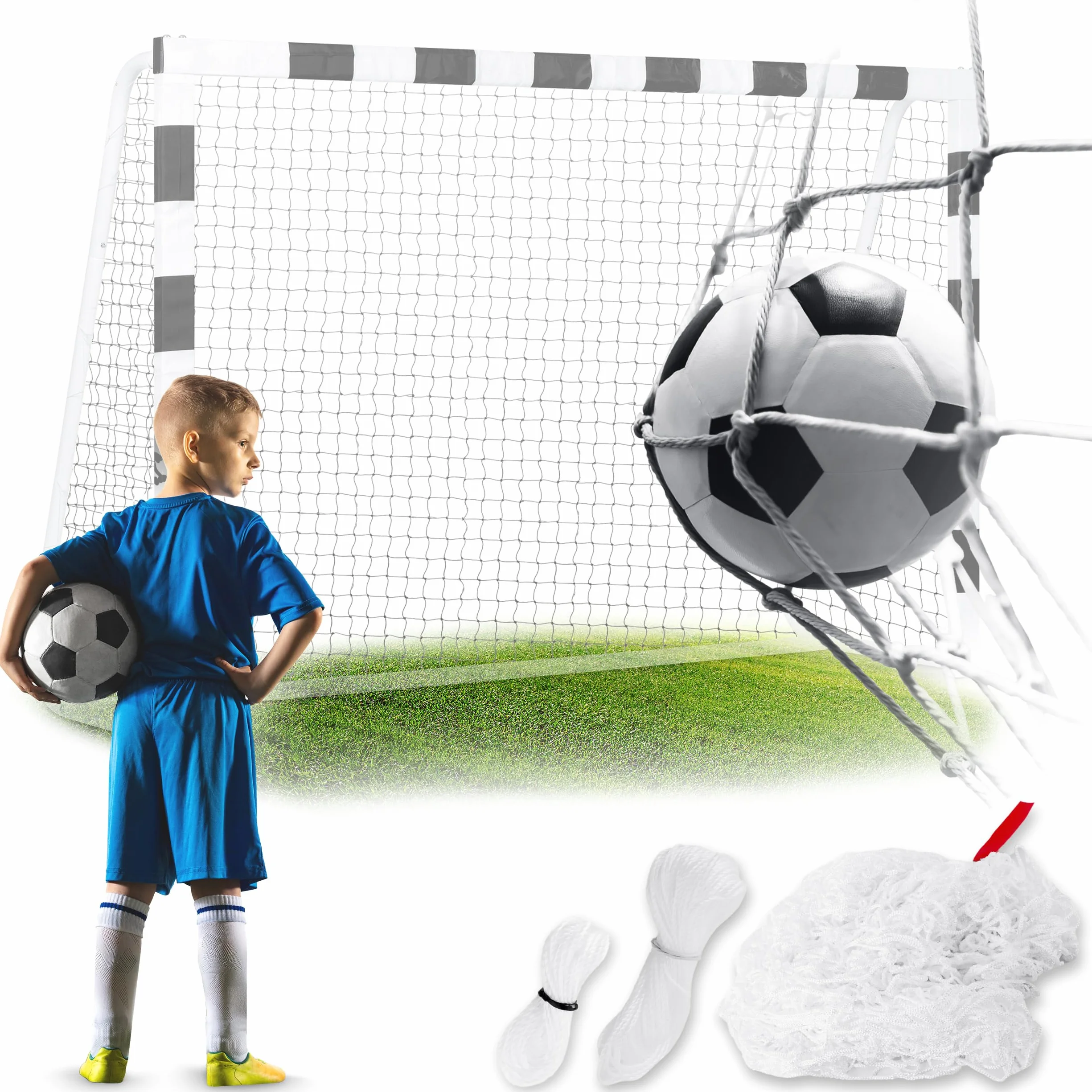 Neo-Sport Rete da Calcio - Rete per Portiere - Robusta - Rete di Ricambio - 215 x 150 x 90 cm