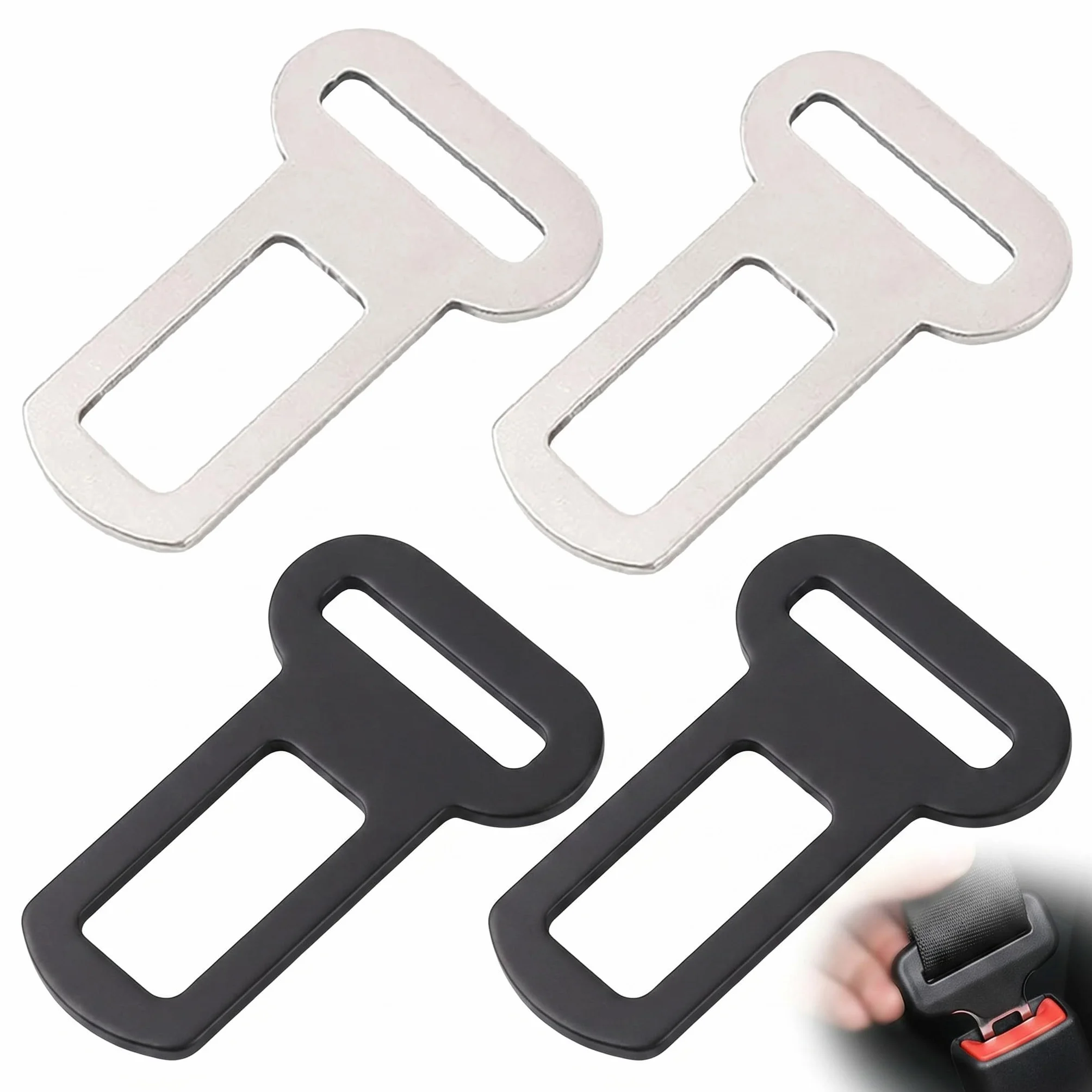 Cinture Di Sicurezza Per Auto, Connettori In Metallo, Fissaggio Di Sicurezza, Animali Domestici, Cintura Di Sicurezza Del Veicolo, Serratura Di Sicurezza, Durevole, Metallo, 4 Pezzi