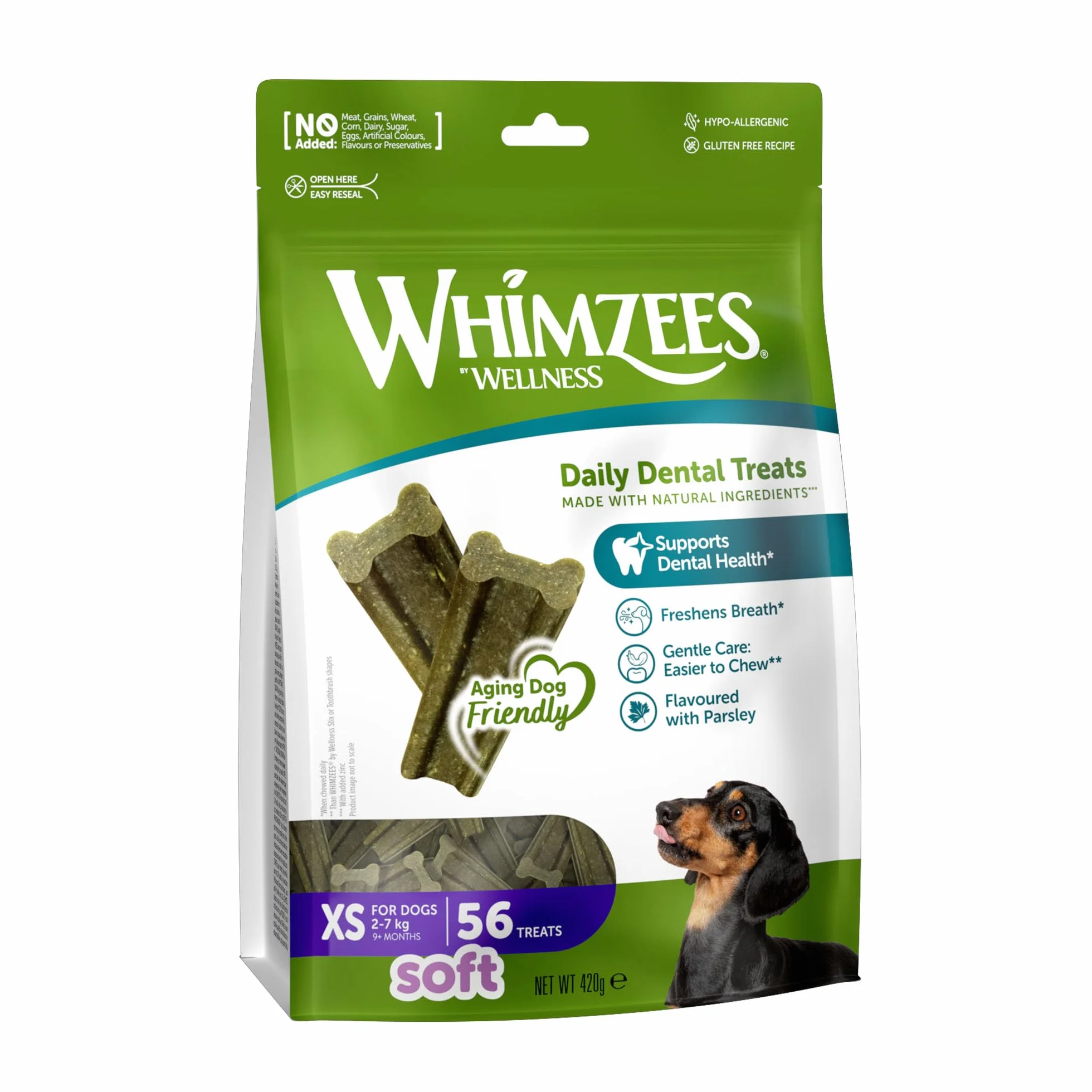 WHIMZEES Stix Soft XS, 56 Pezzi – Taglia XS, Snack per Cani Anziani di Taglia Molto Piccola, Naturali & Senza Cereali, Vegetariane, Senza Zuccheri Aggiunti