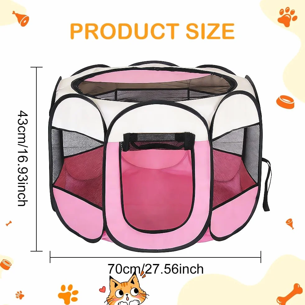Gabbia per cuccioli per animali domestici, XXL, per cuccioli, per esterni e interni, per piccoli animali come cani e gatti (beige + rosa)