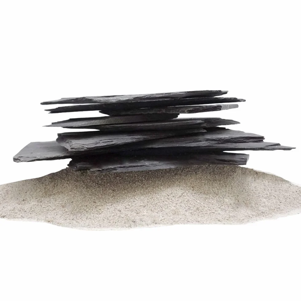 AquaOne Piastre per Acquario in Ardesia | Pietre Naturali 1 Pezzo di Ardesia 1,4-2,0 kg | Dimensioni 10-30 cm per Pietra | Decorazione per Aquascaping, Terrario
