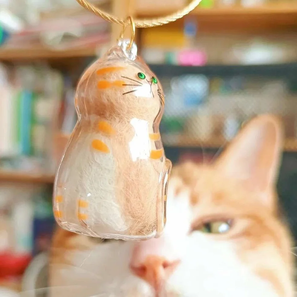 Portachiavi trasparente per peli di animali domestici, bottiglia per capelli di gatto e cane, regalo commemorativo